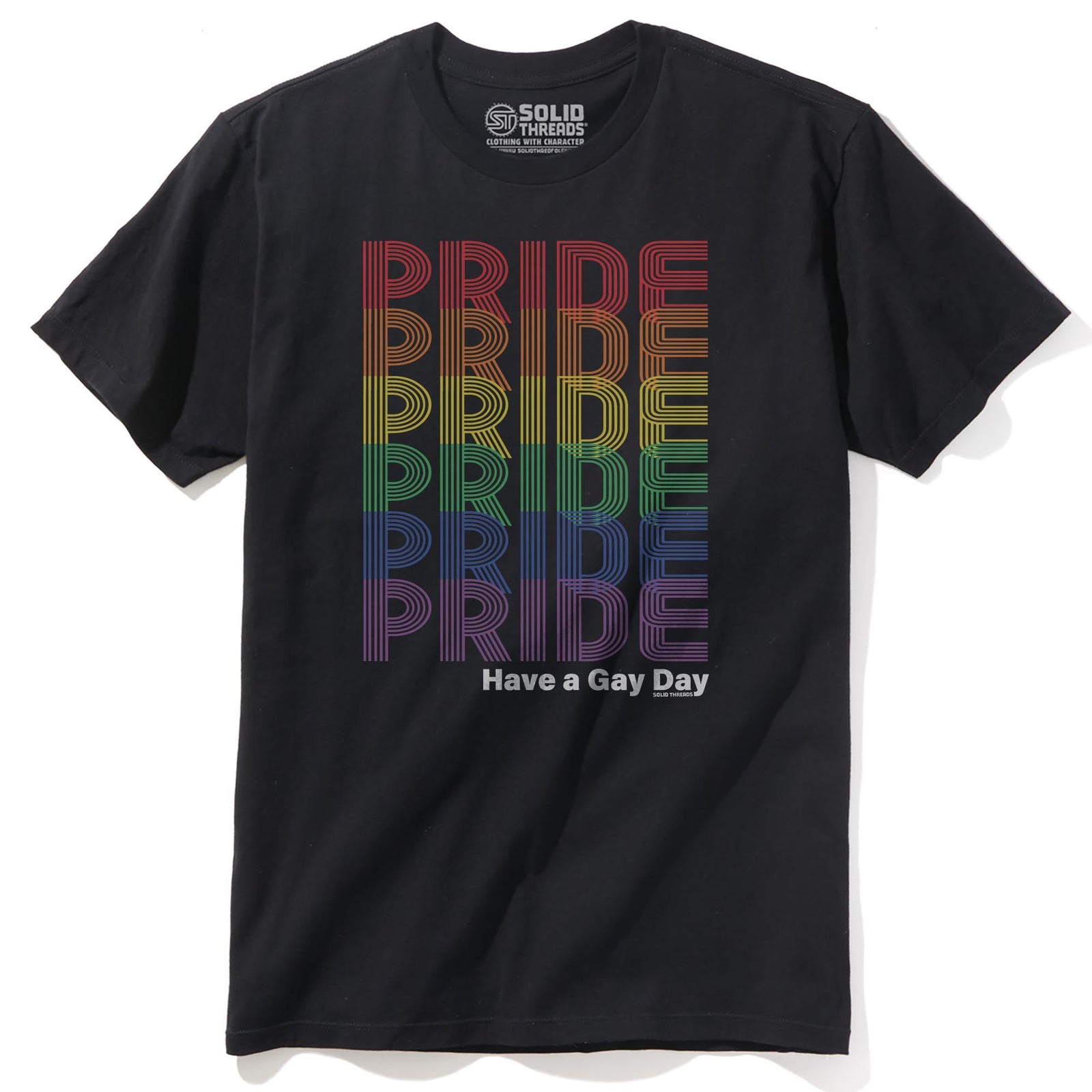 Pride Rainbow Fade Cool Staple T-shirt in Black - Front View