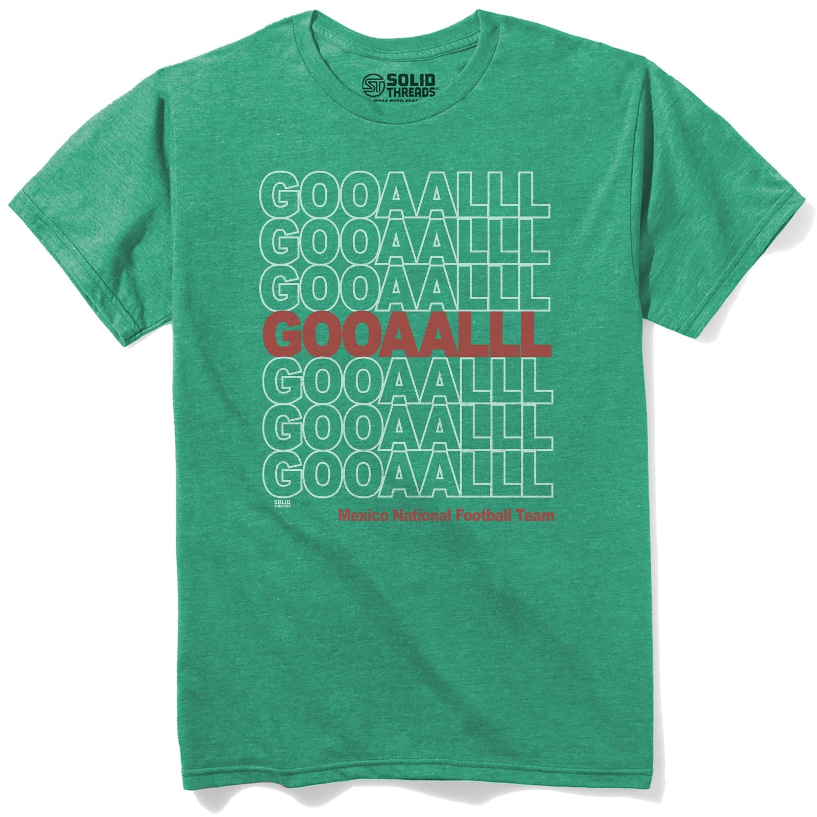 Mexico Soccer Gooaalll Cool Staple T-shirt in Kelly Heather - Front View