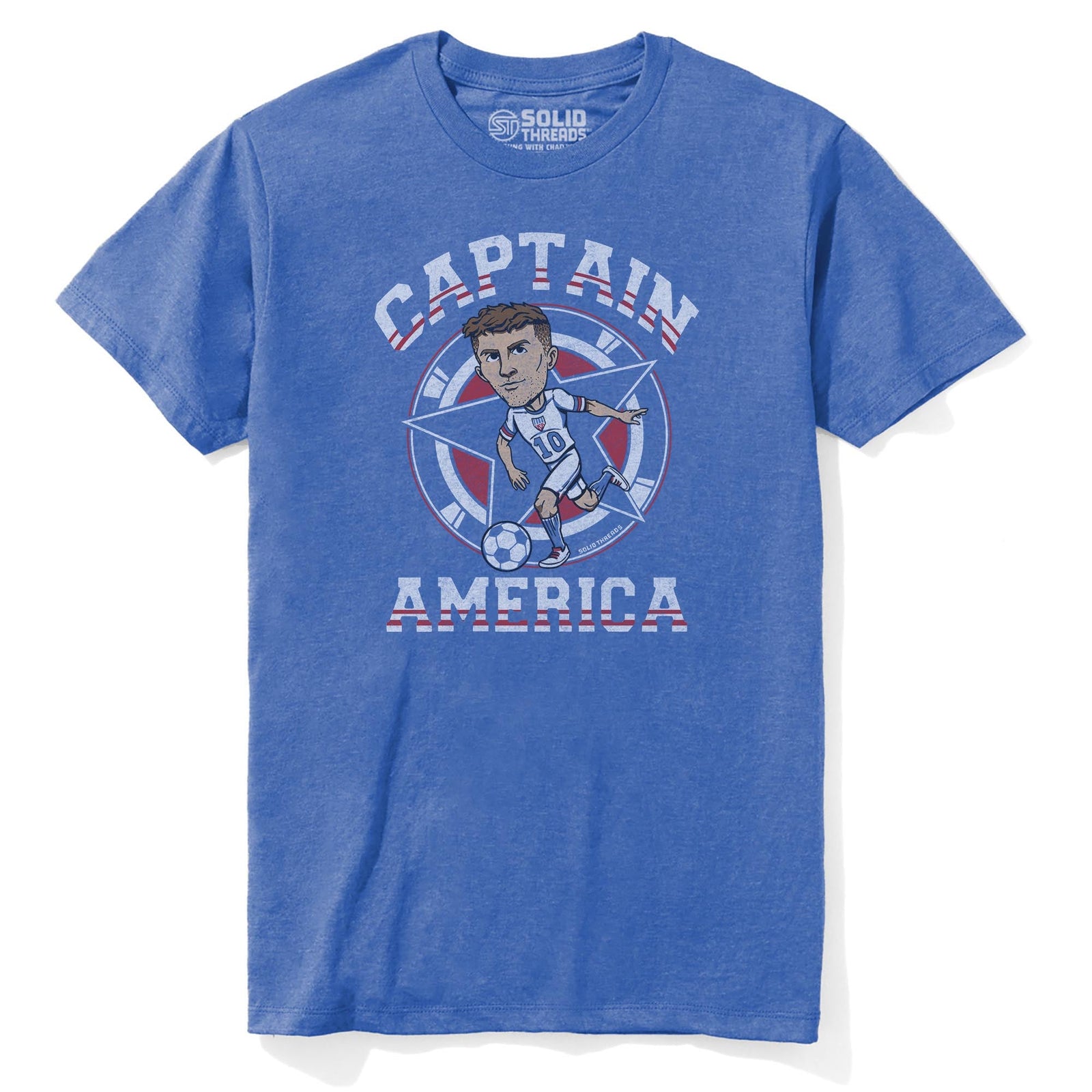 Captain America Soccer Cool Staple T-shirt in Royal Heather - Front View