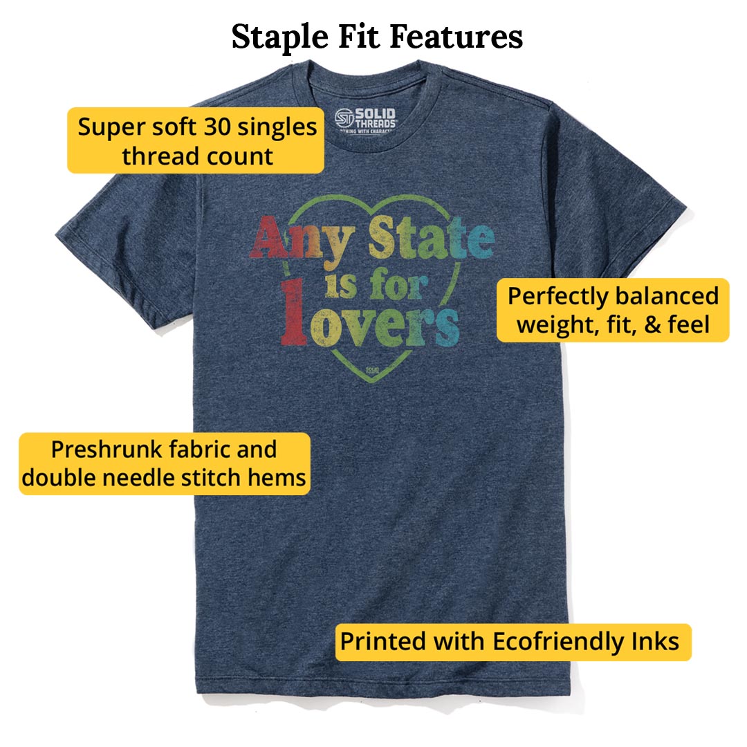 Any State Is For Lovers Staple T-shirt in Navy Heather - Fit Attributes