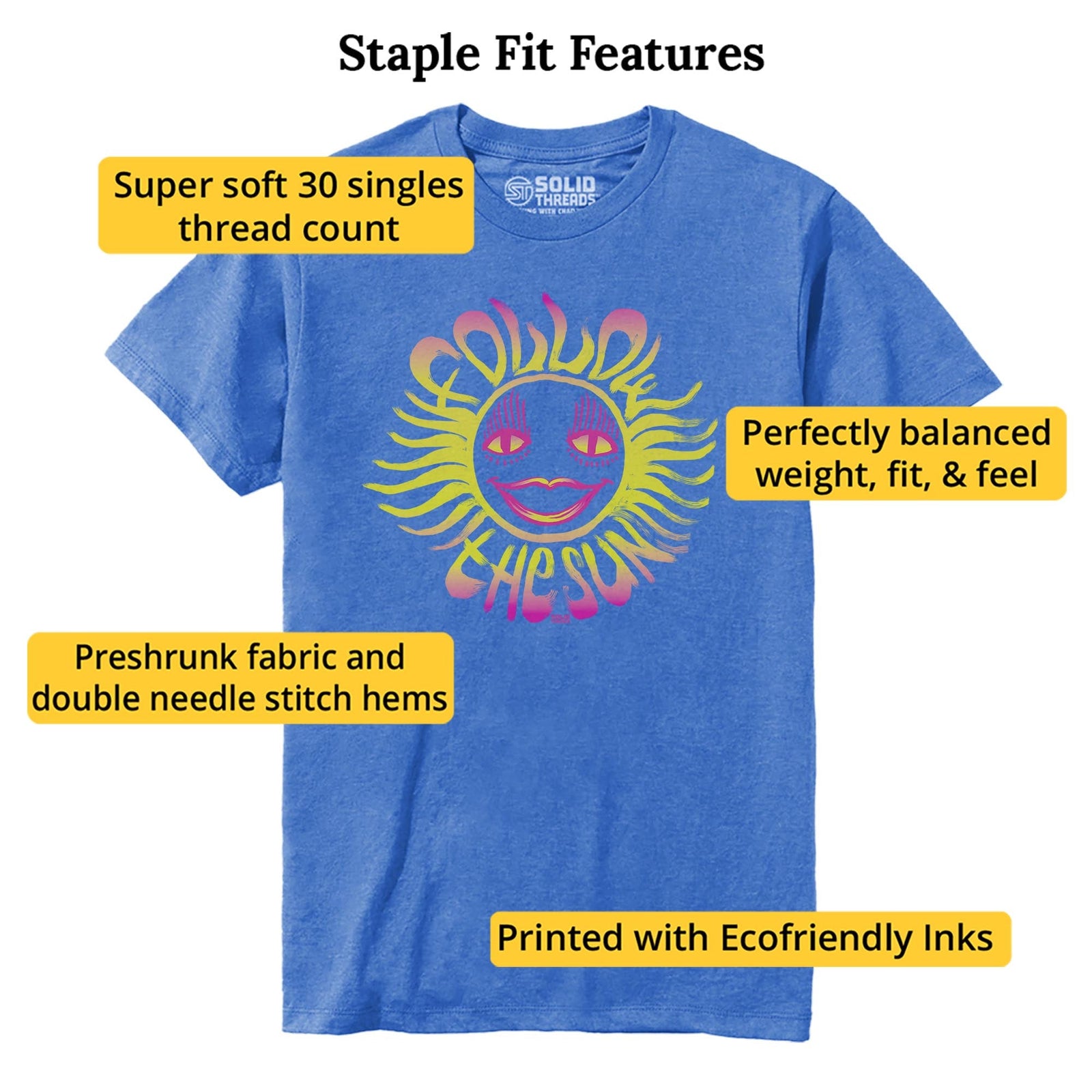Follow The Sun Cool Staple T-shirt in Royal Heather - Fit Attributes