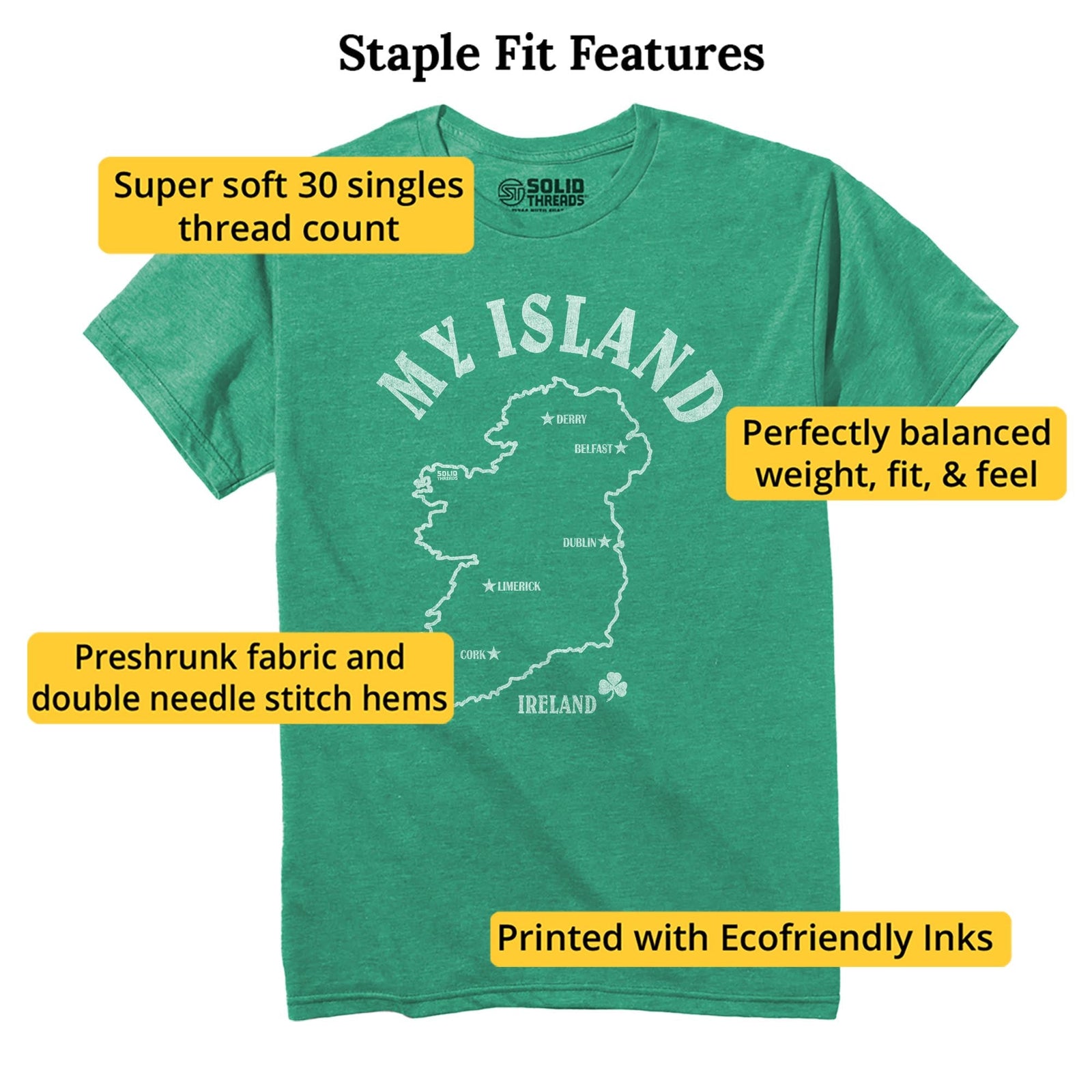 My Island Cool Staple T-shirt in Kelly Heather - Fit Attributes