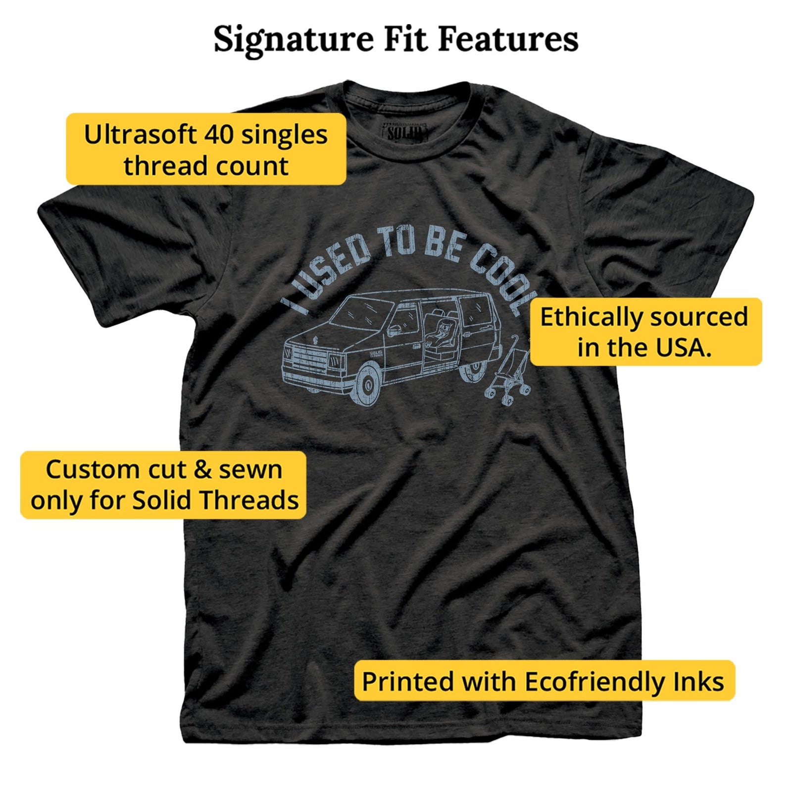 I Was Cool Once Funny Signature T-shirt in Dark Charcoal - Fit Attributes