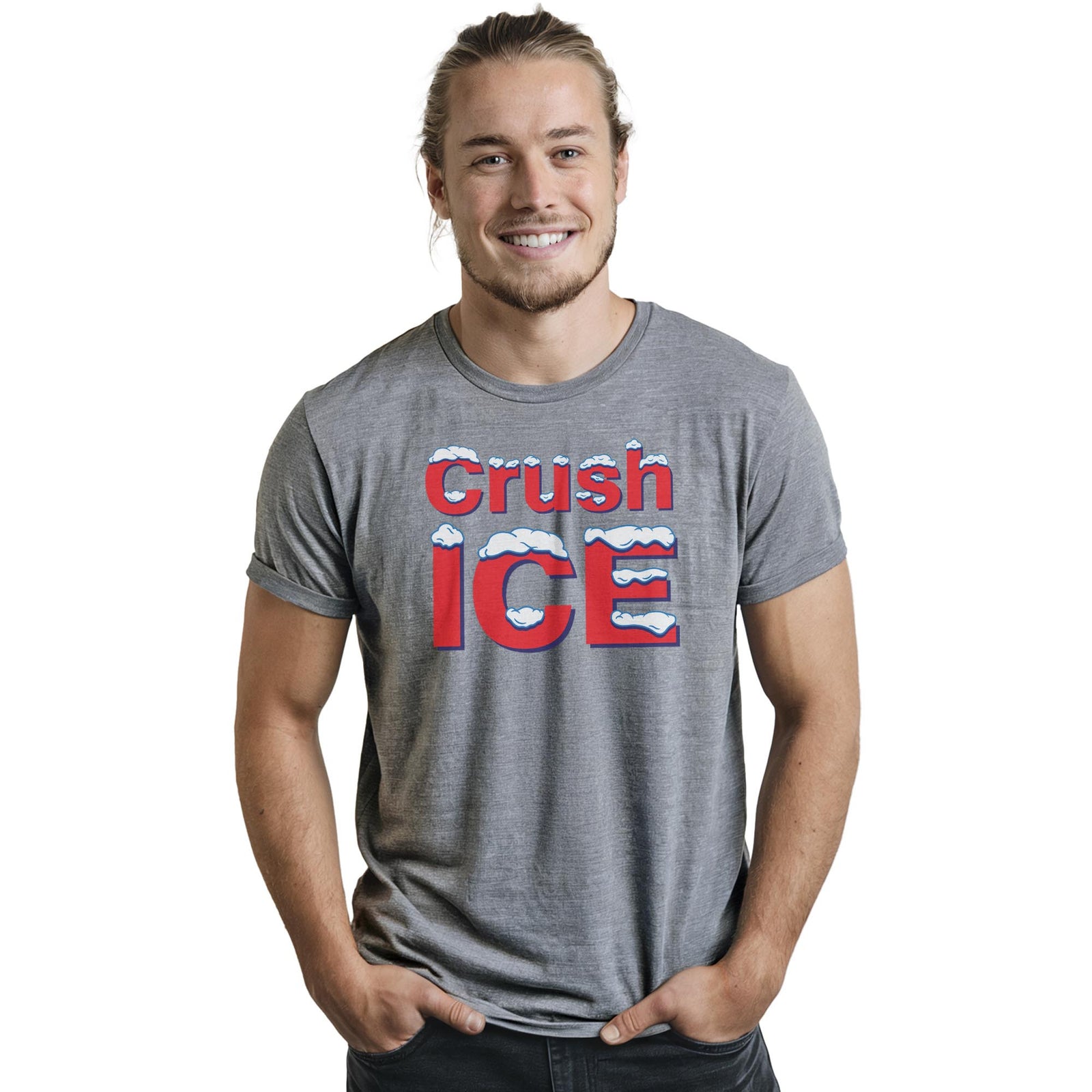Crush ICE Cool Staple T-shirt in Ash Heather On Model - Front View