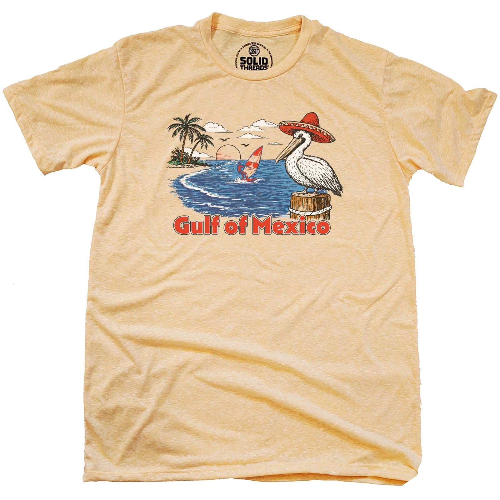 Gulf Of Mexico Vintage Usa-Made Signature T-Shirt in Triblend Gold - Front View