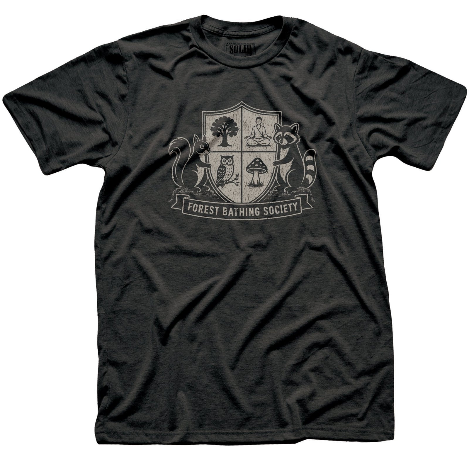 Forest Bathing Society Funny Signature T-shirt in Dark Charcoal - Front View