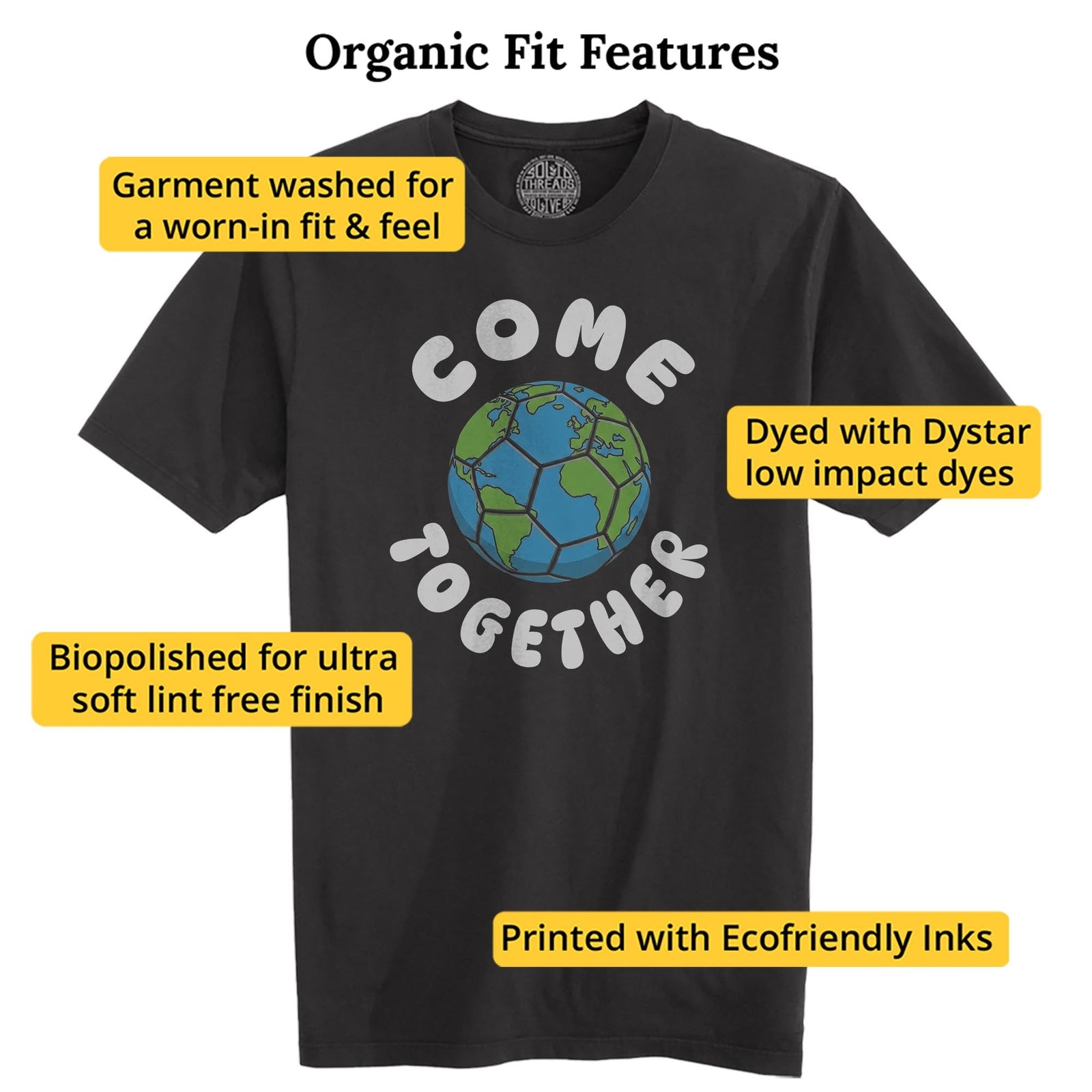 Come Together Cool Organic T-shirt in Black - Fit Attributes