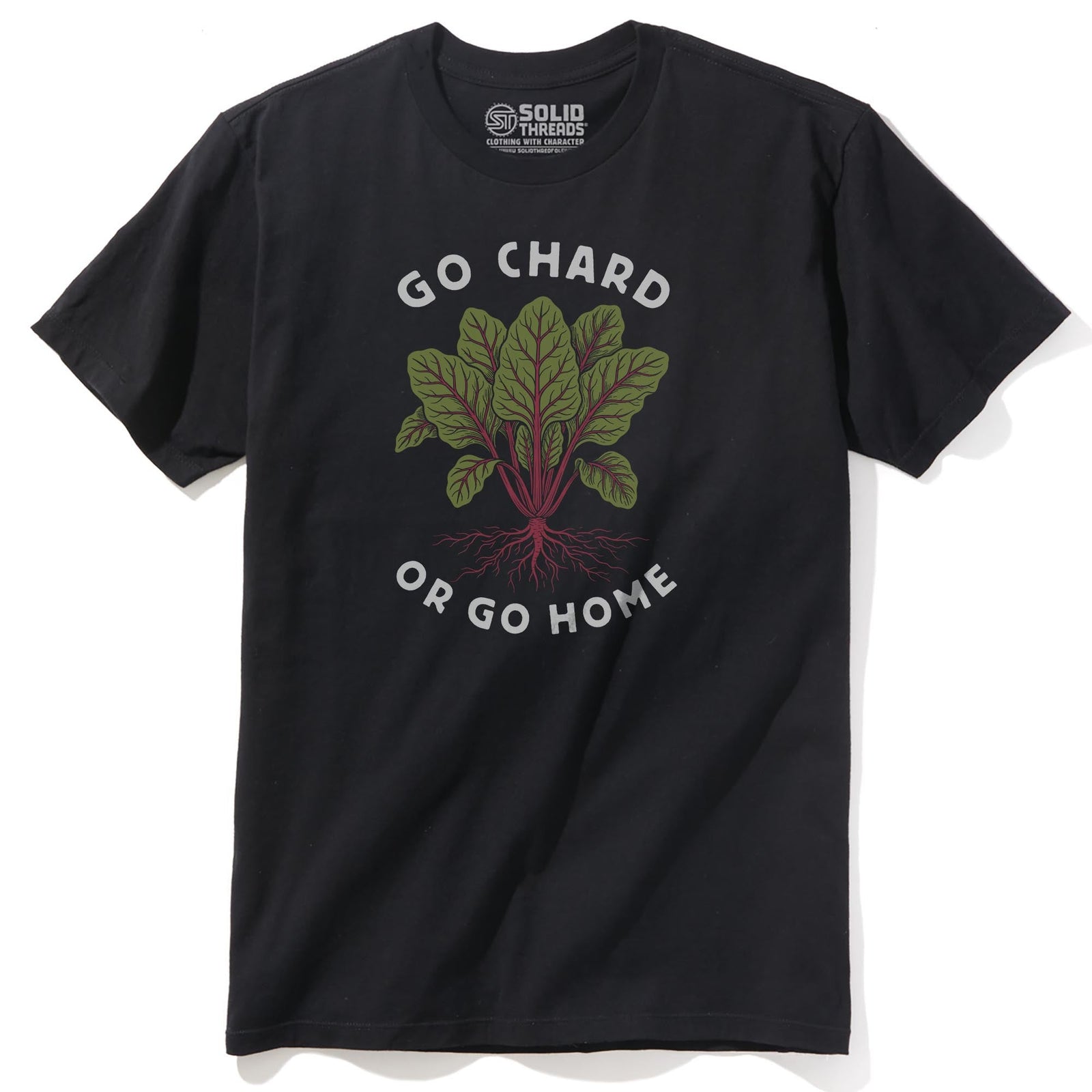 Go Chard Or Go Home Funny Staple T-shirt in Black - Front View