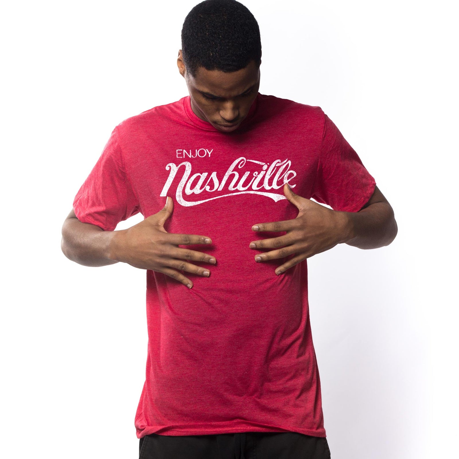 Men's Nash Cola Vintage Graphic T Shirt | Cool Nashville Coca Cola Tee on Model | Solid Threads