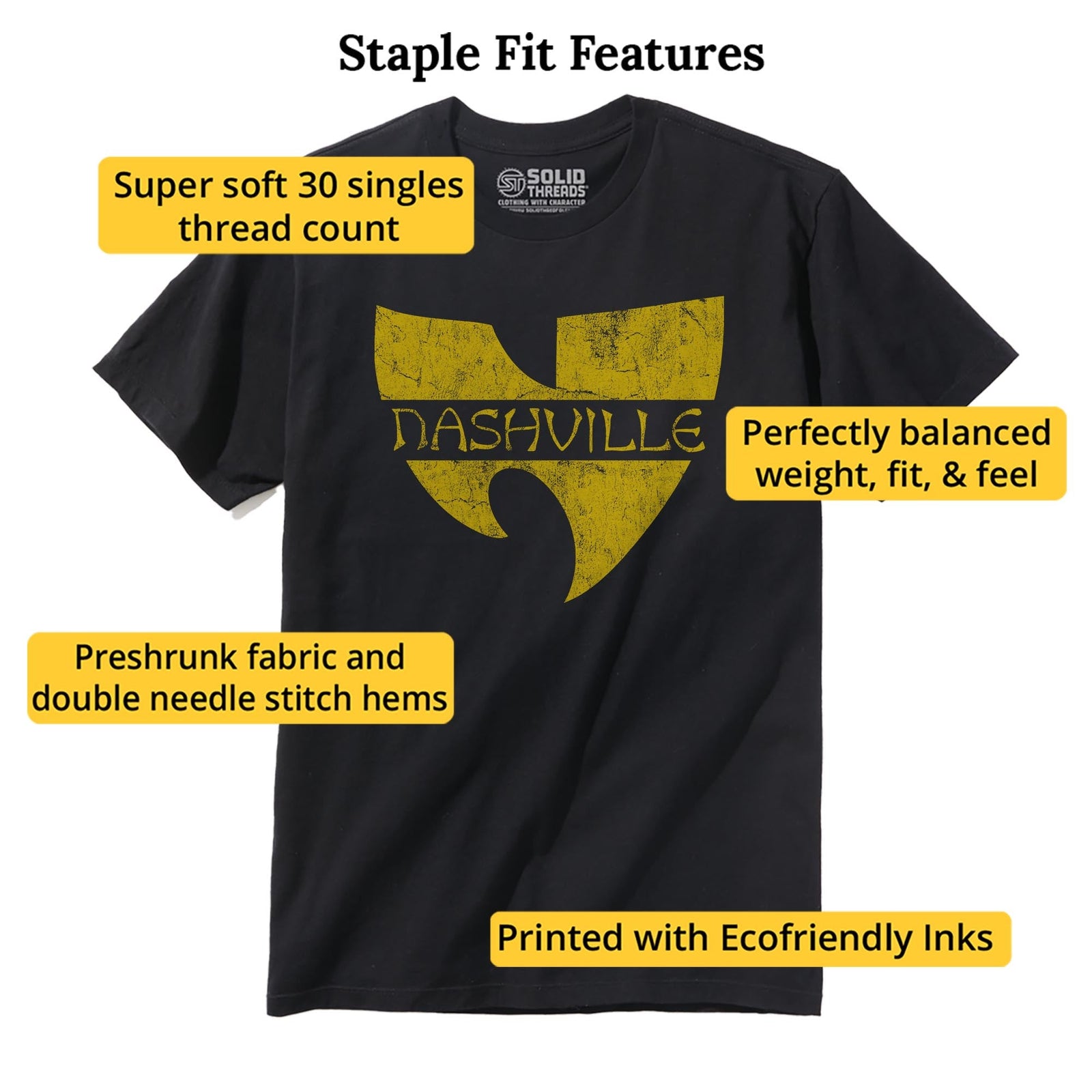 Nash Wutang Cool Staple T-shirt in Black - Fit Attributes