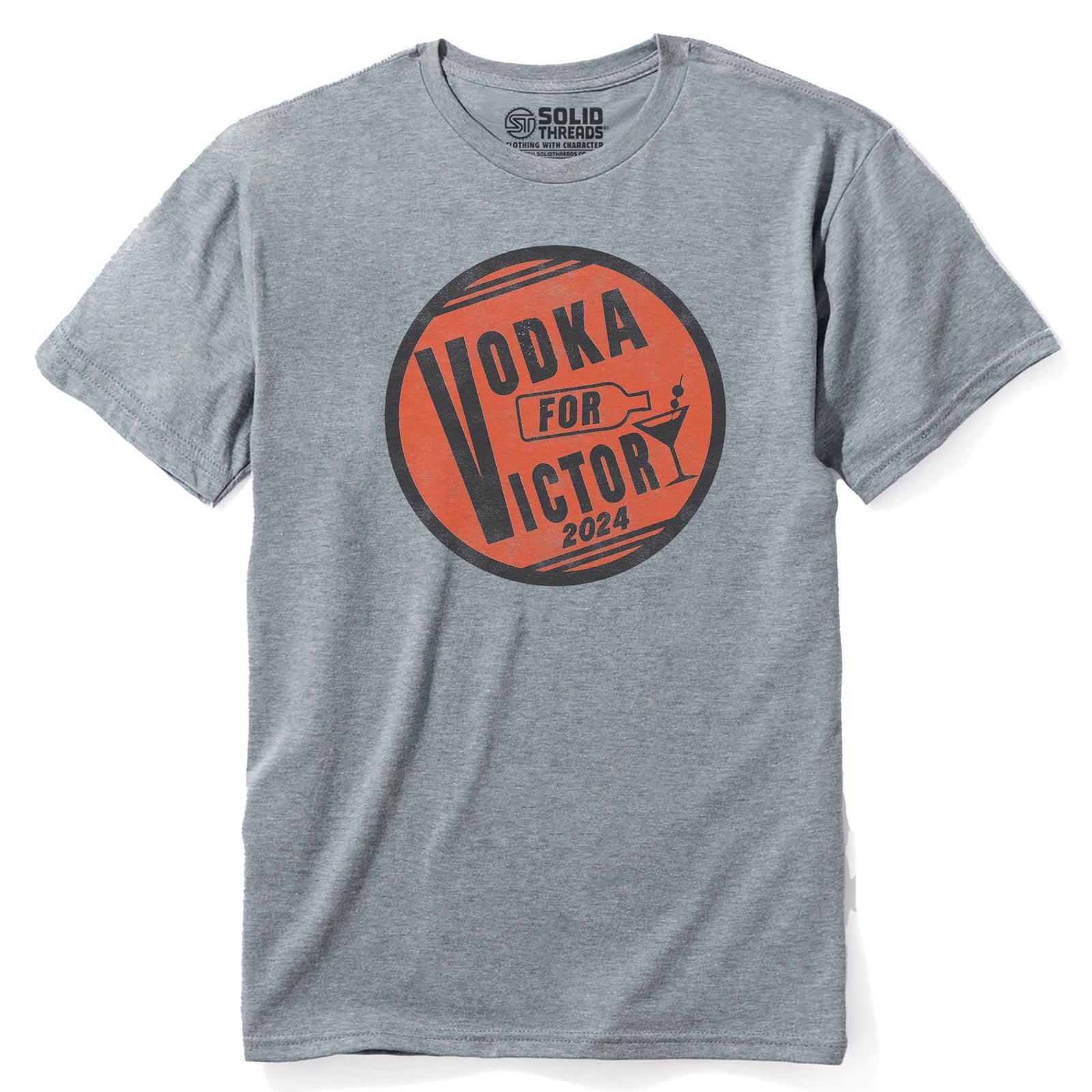 Vodka For Victory Funny Staple T-shirt in Ash Heather - Front View