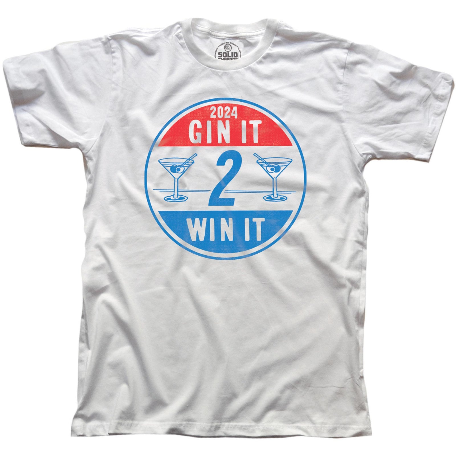 Men's Gin It To Win It Funny Graphic T Shirt | Vintage Election Drinking Gin Tee | Solid Threads