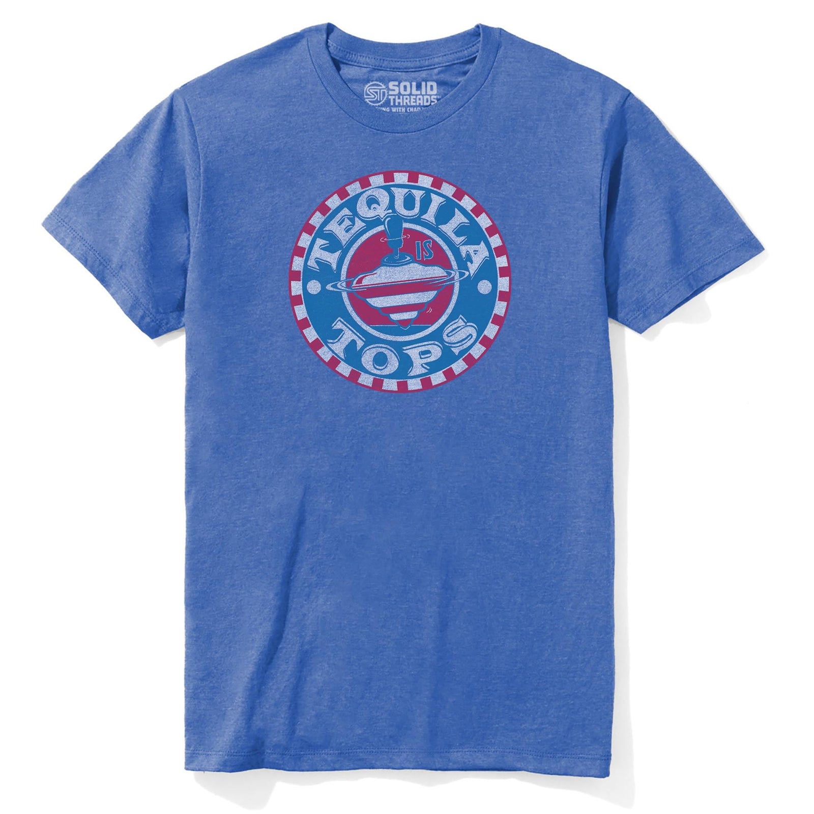 Tequila Tops Funny Staple T-shirt in Royal Heather - Front View