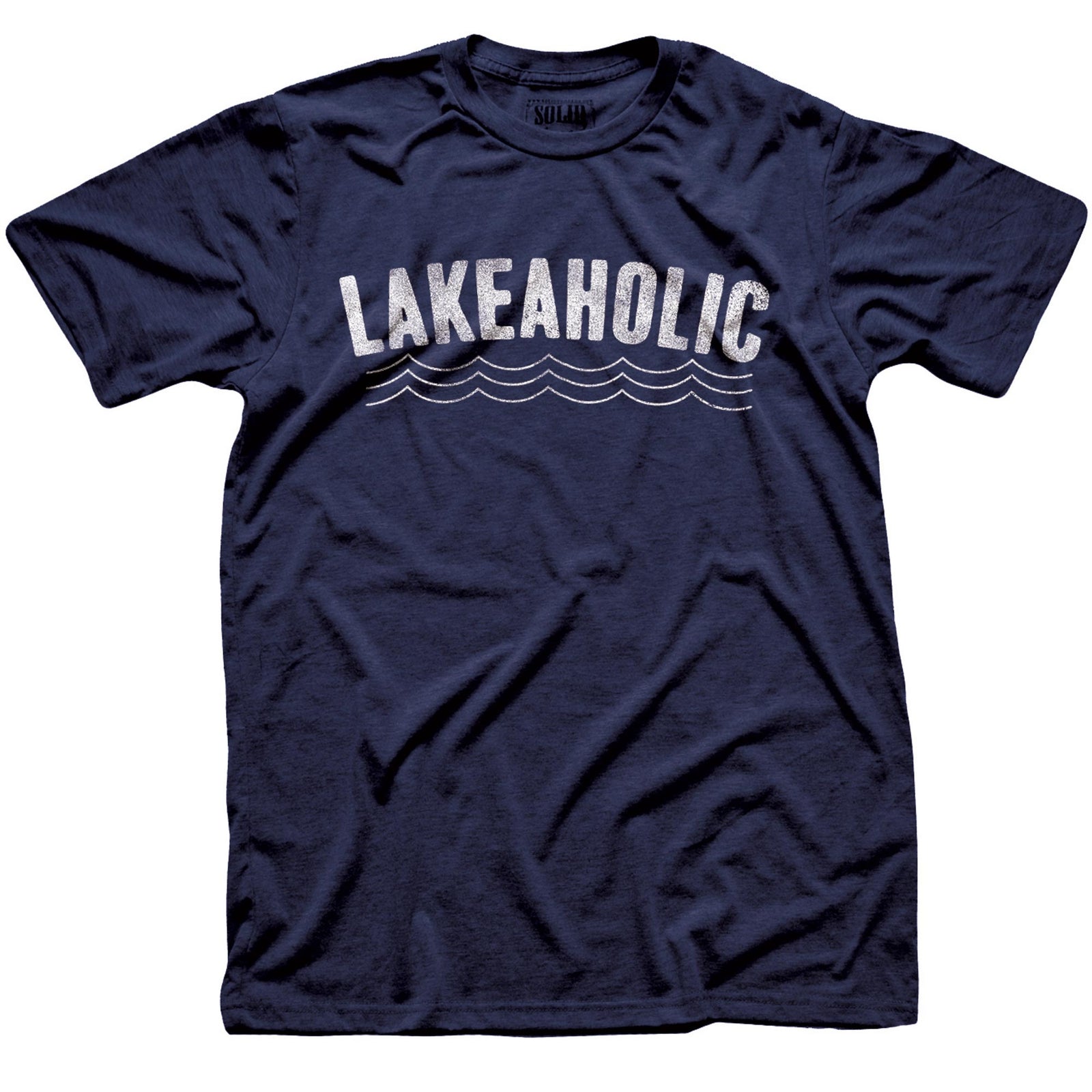 Men's Lakeaholic Funny Graphic T Shirt | Vintage Drinking Lake Tee | Solid Threads