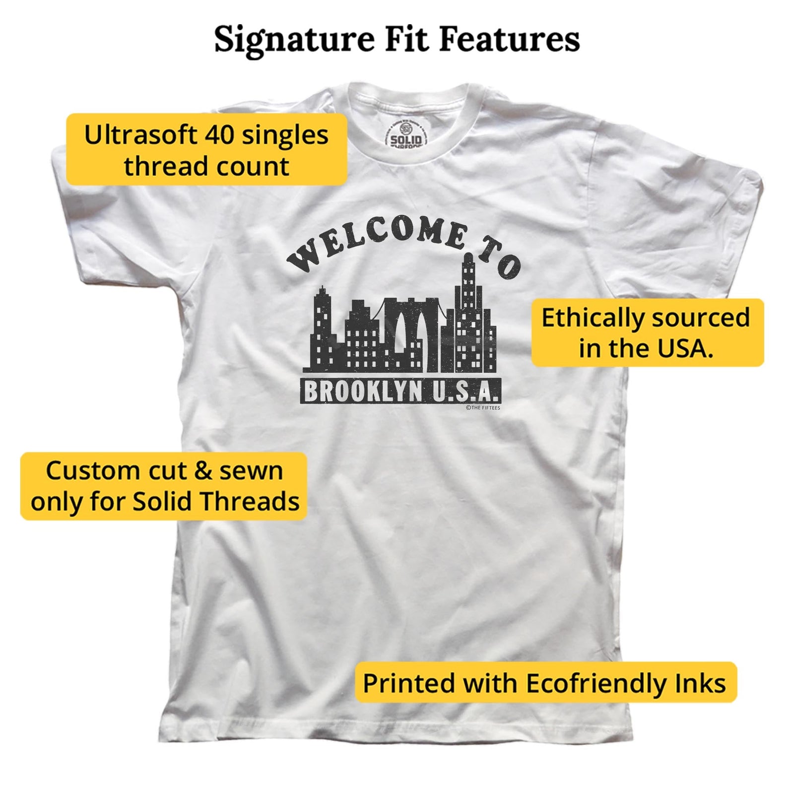 Welcome To Brooklyn Cool Signature T-shirt in White - Fit Attributes