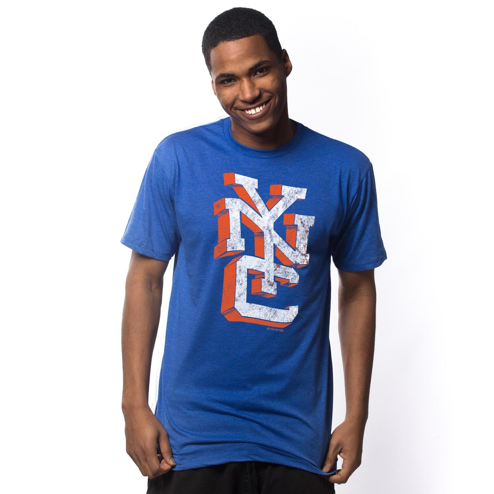 Men's Nyc In 3D Cool Graphic T-shirt | Vintage New York City Tee on Model | Solid Threads