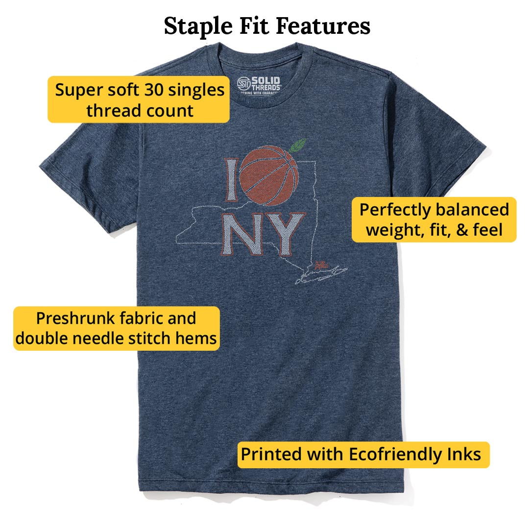 Basketball I Love Ny Cool Staple T-shirt in Navy Heather - Fit Attributes