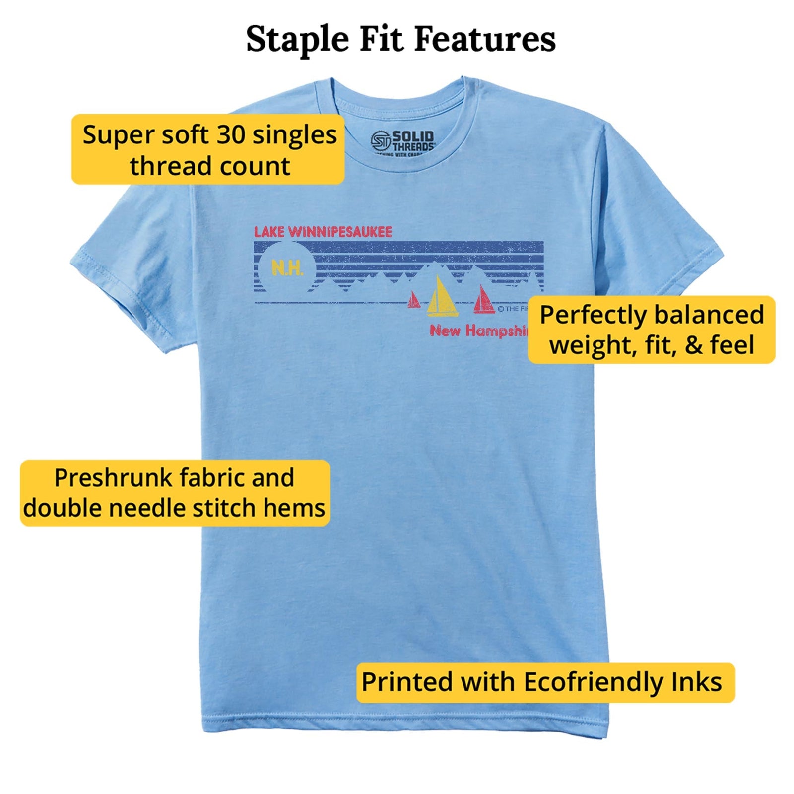 Lake Winnepski Cool Staple T-shirt in Light Blue Heather - Fit Attributes