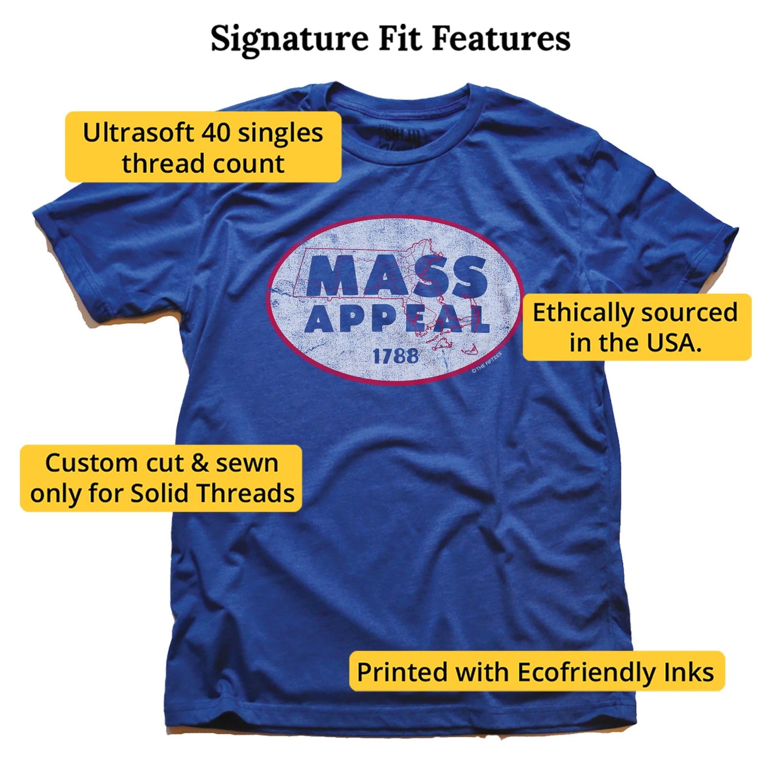 Mass Appeal Funny Signature T-shirt in Royal - Fit Attributes