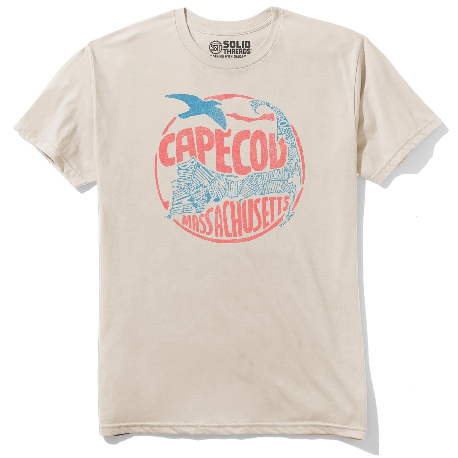Cape Cod Map Cool Staple T-shirt in Natural - Front View
