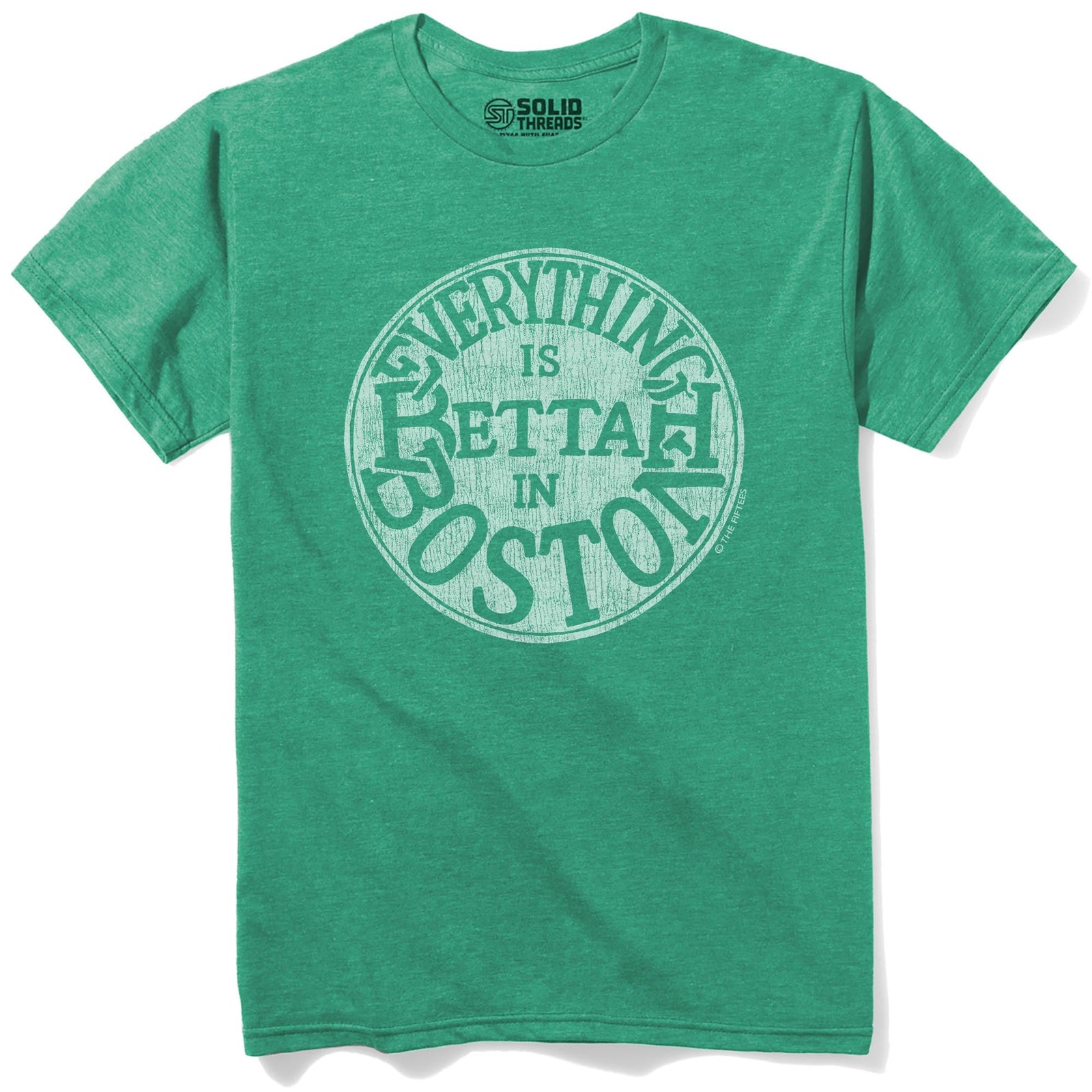 Bettah In Boston Funny Staple T-shirt in Kelly Heather - Front View