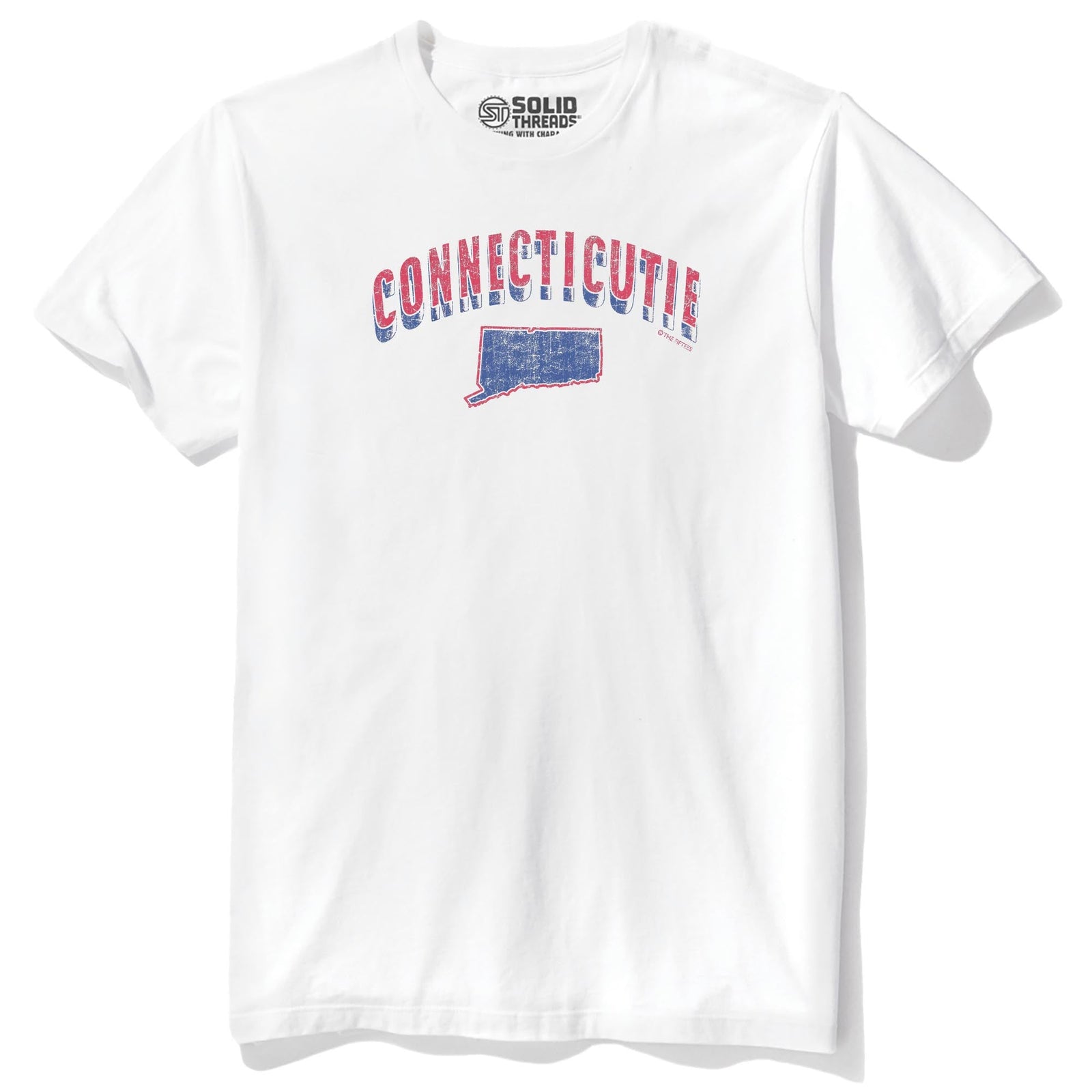 Connecticutie Funny Staple T-shirt in White - Front View