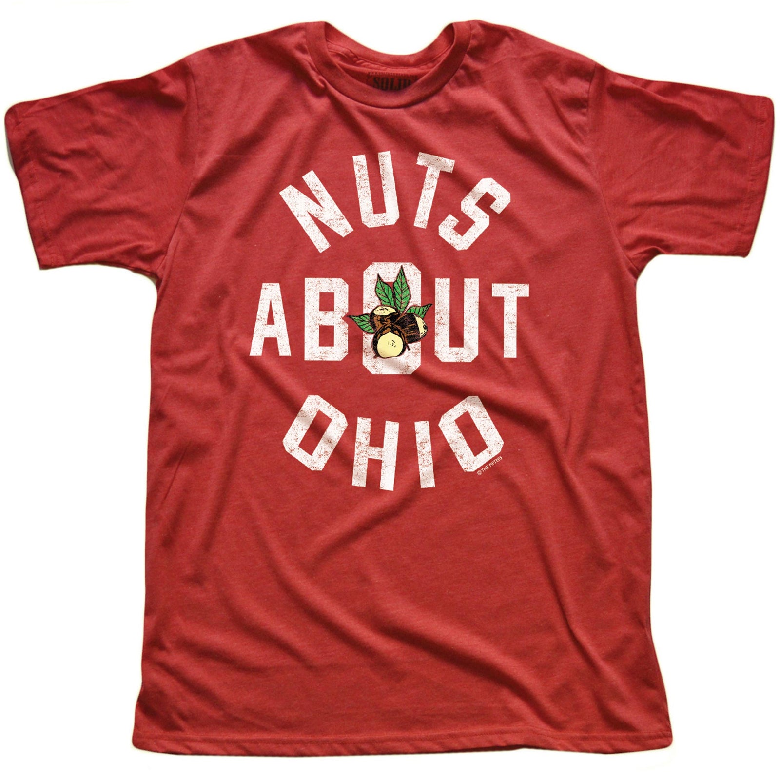 Men's Nuts About Ohio Funny Graphic T-Shirt | Vintage Plant Buckeye Tee | Solid Threads