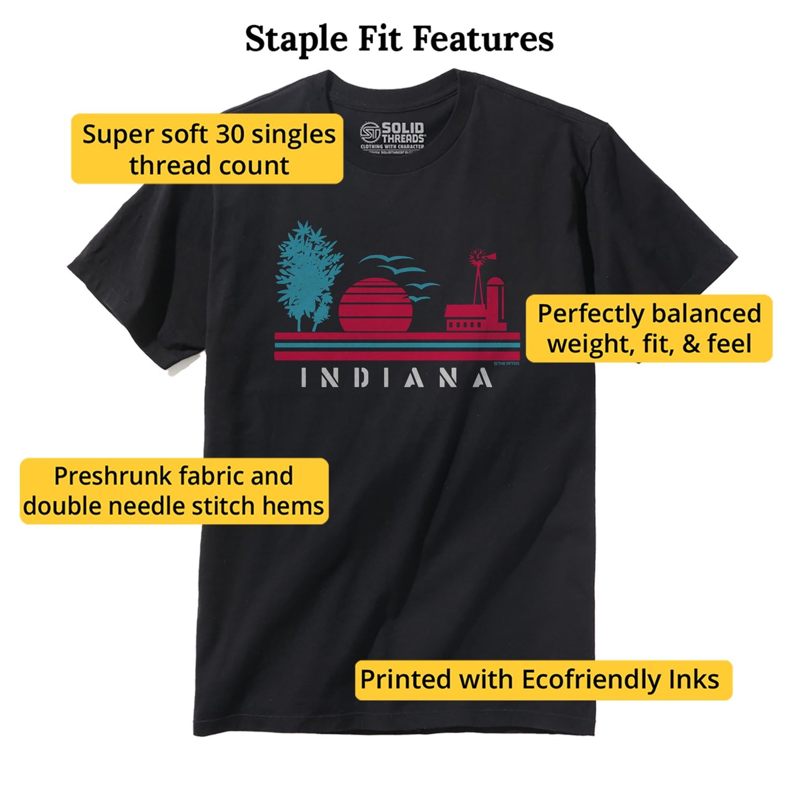 Indiana Farm Cool Staple T-shirt in Black - Fit Attributes