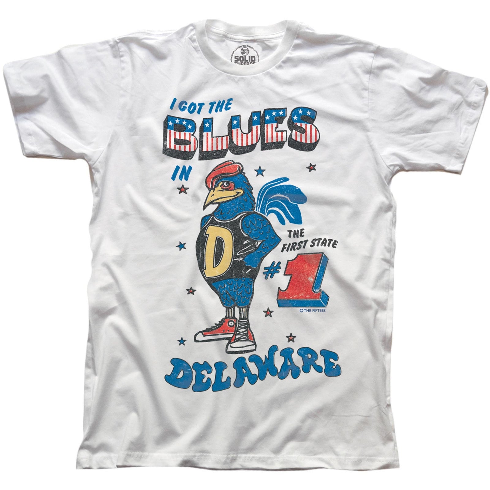 Men's I Got The Blues Cool Graphic T-Shirt | Vintage Delaware First State Tee | Solid Threads
