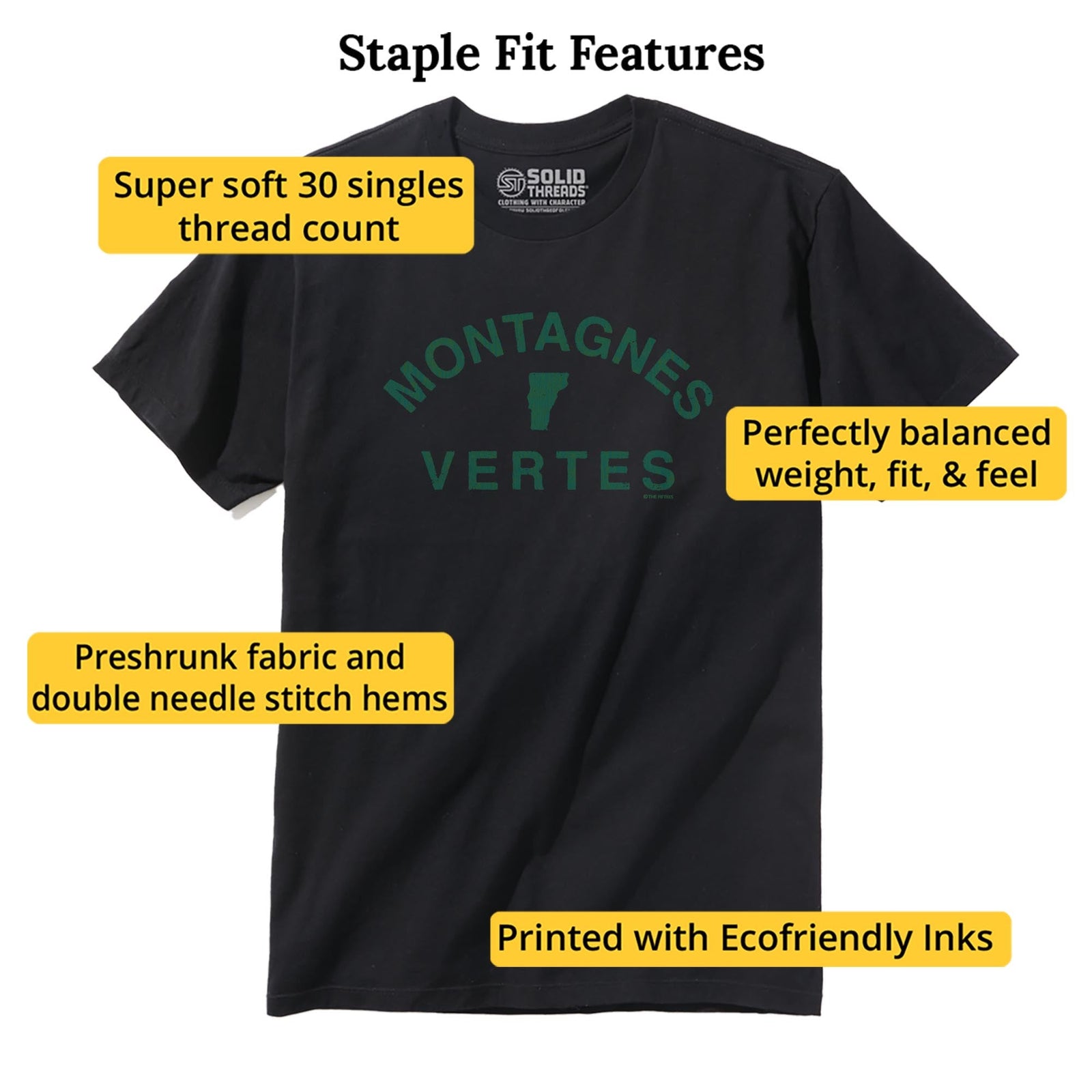 Montagnes Vertes Cool Staple T-shirt in Black - Fit Attributes