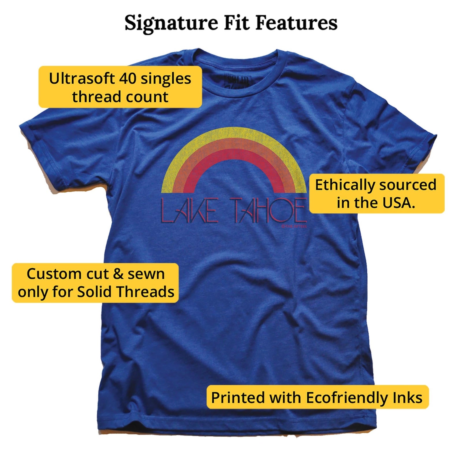 Lake Tahoe Cool Signature T-shirt in Royal - Fit Attributes