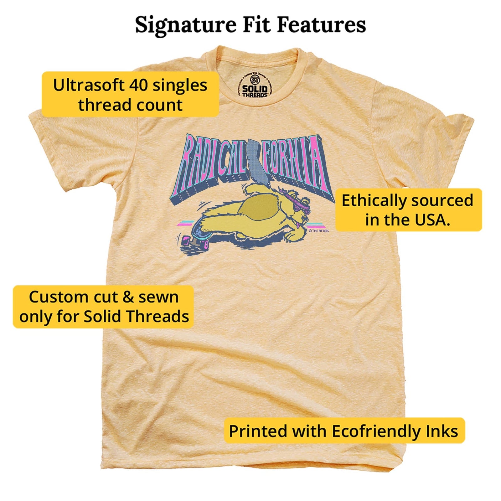 Radicalifornia Funny Signature T-shirt in Triblend Gold - Fit Attributes