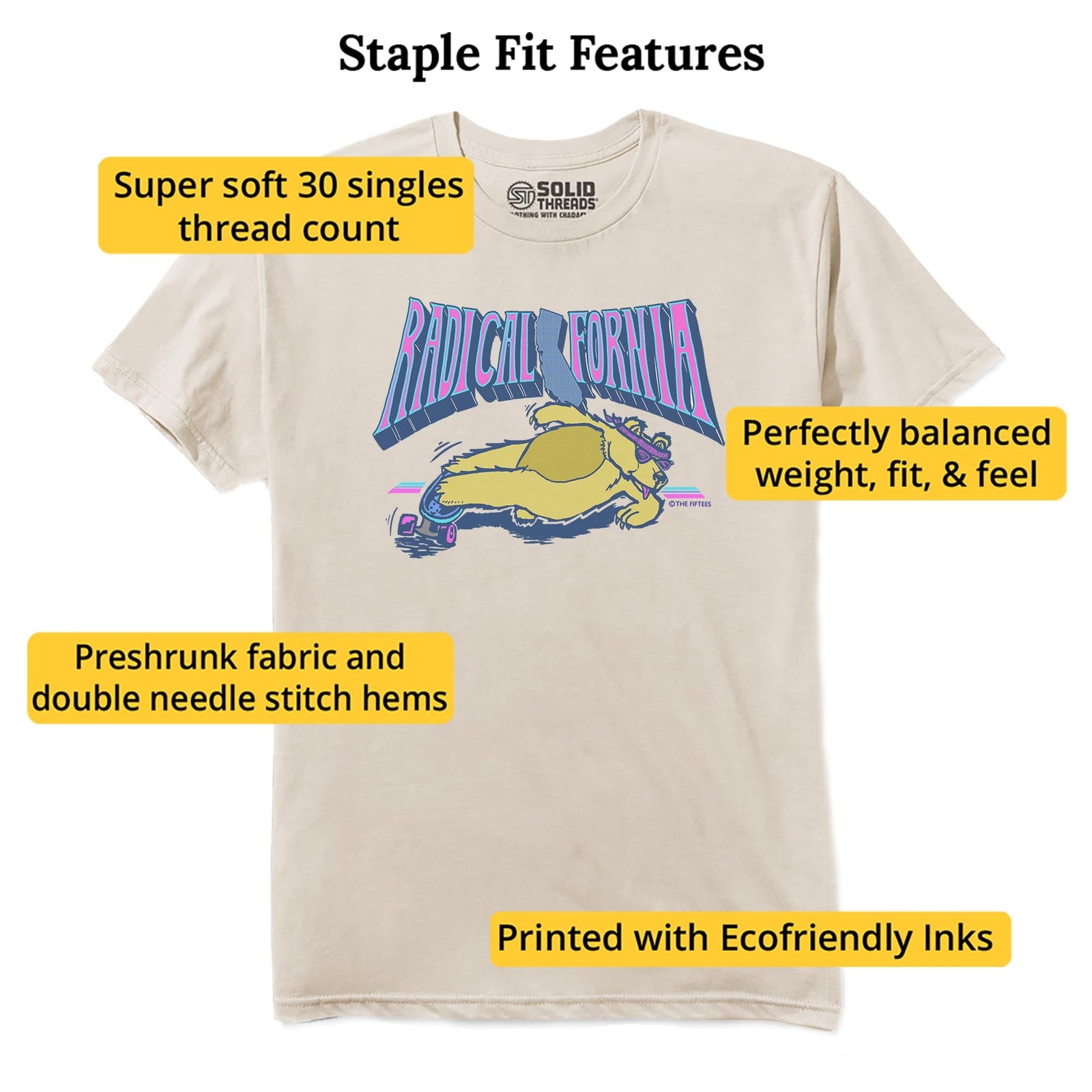 Radicalifornia Funny Staple T-shirt in Natural - Fit Attributes
