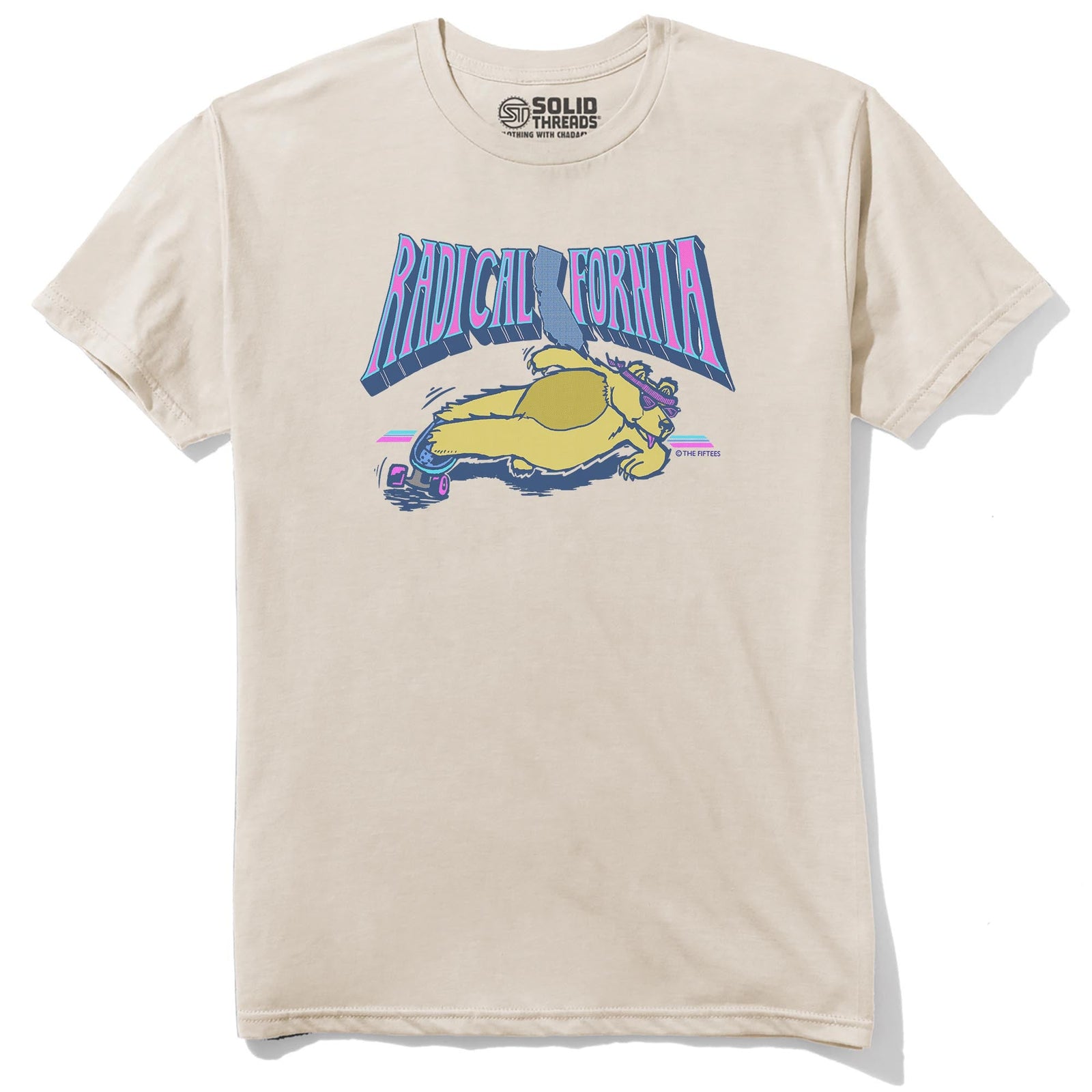 Radicalifornia Funny Staple T-shirt in Natural - Front View