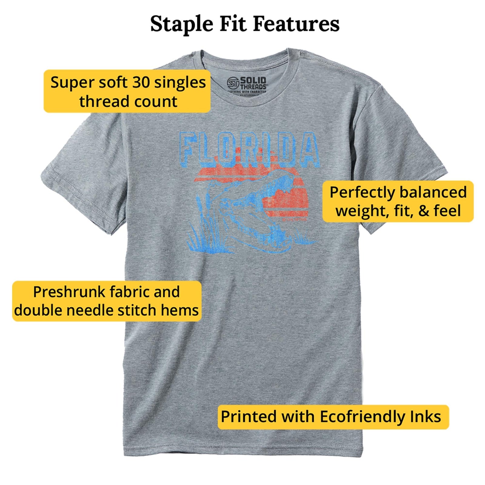 Swamp Bit Cool Staple T-shirt in Ash Heather - Fit Attributes