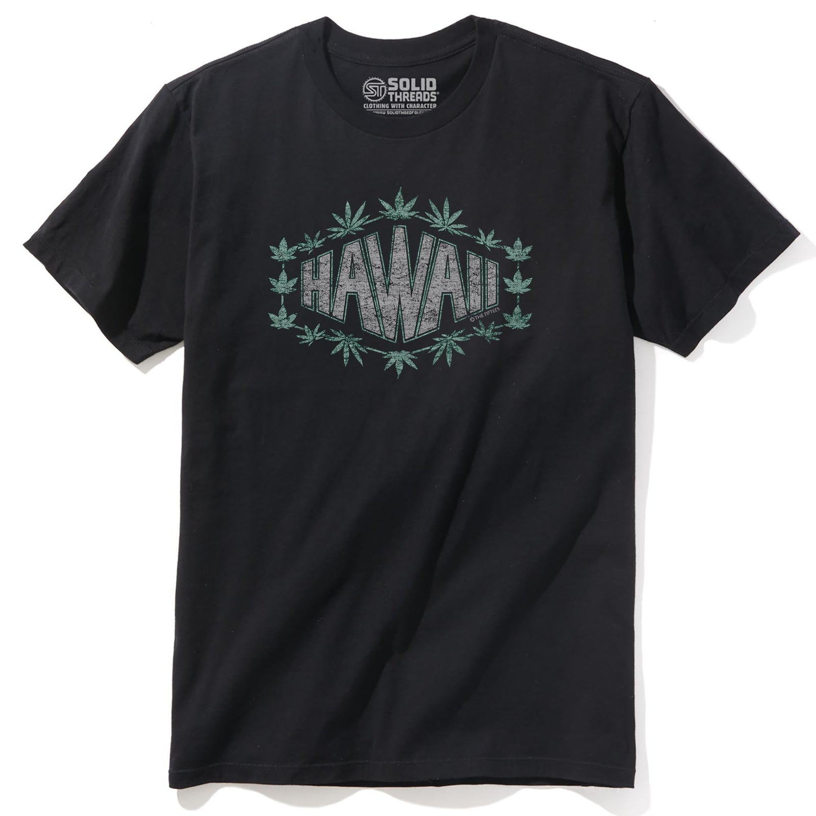Hawaii Cannabis Cool Staple T-shirt in Black - Front View