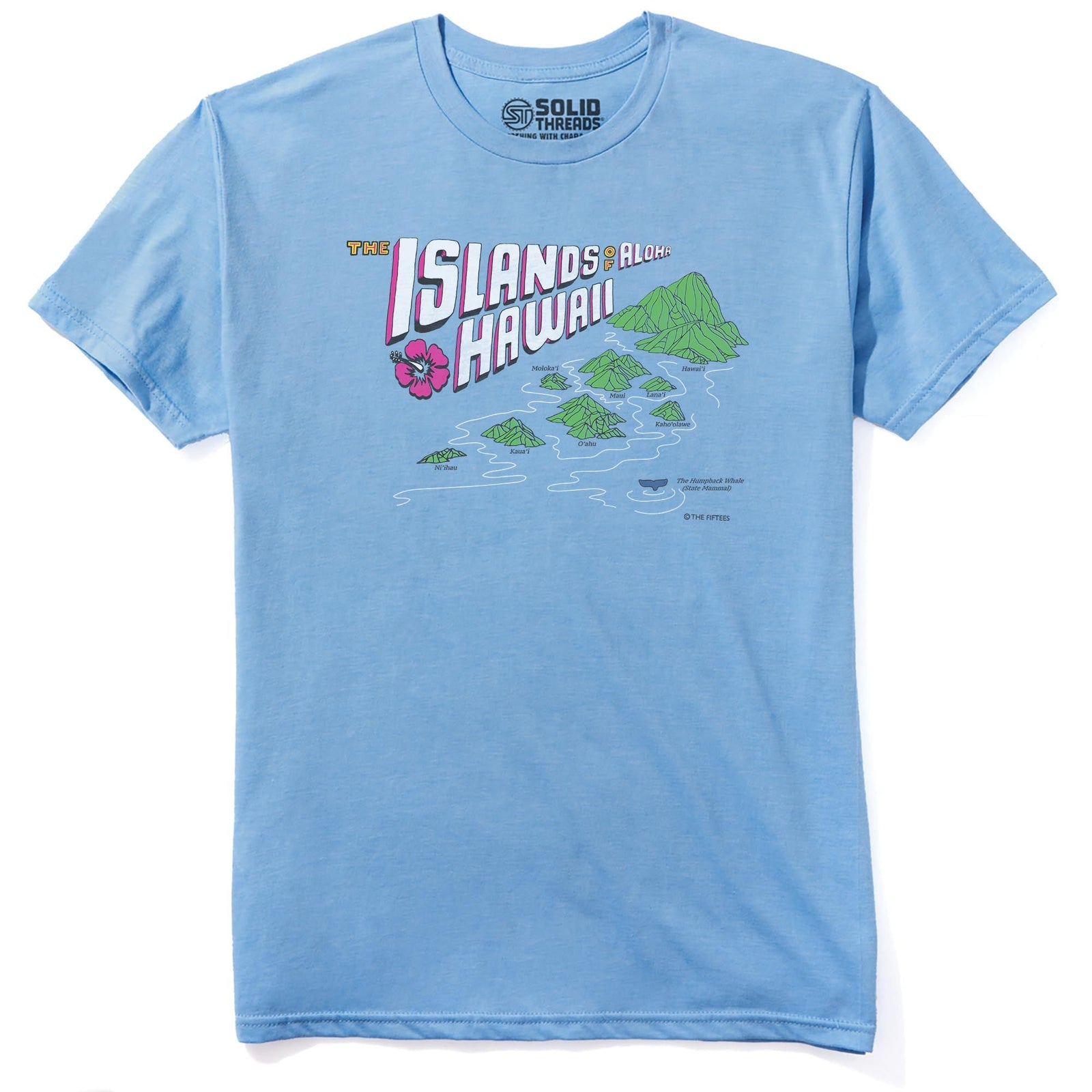 Islands Of Aloha Cool Staple T-shirt in Light Blue Heather - Front View