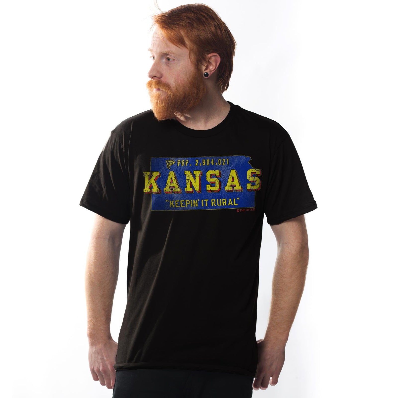 Men's Keep-It-Rural Funny Graphic T-Shirt | Vintage Kansas Country Tee on Model | Solid Threads