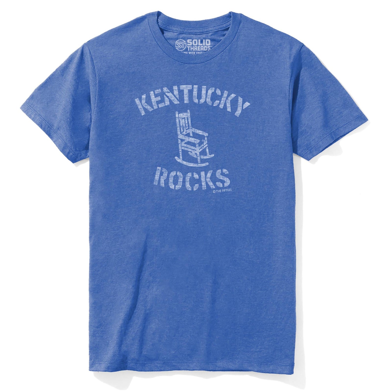 Kentucky Rocks Funny Staple T-shirt in Royal Heather - Front View