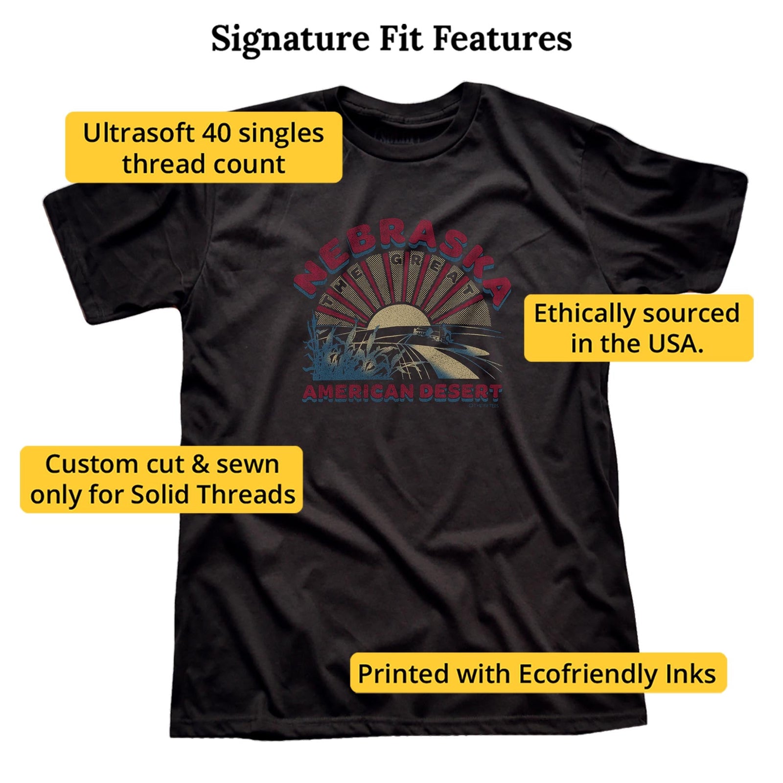 American Desert Cool Signature T-shirt in Black - Fit Attributes