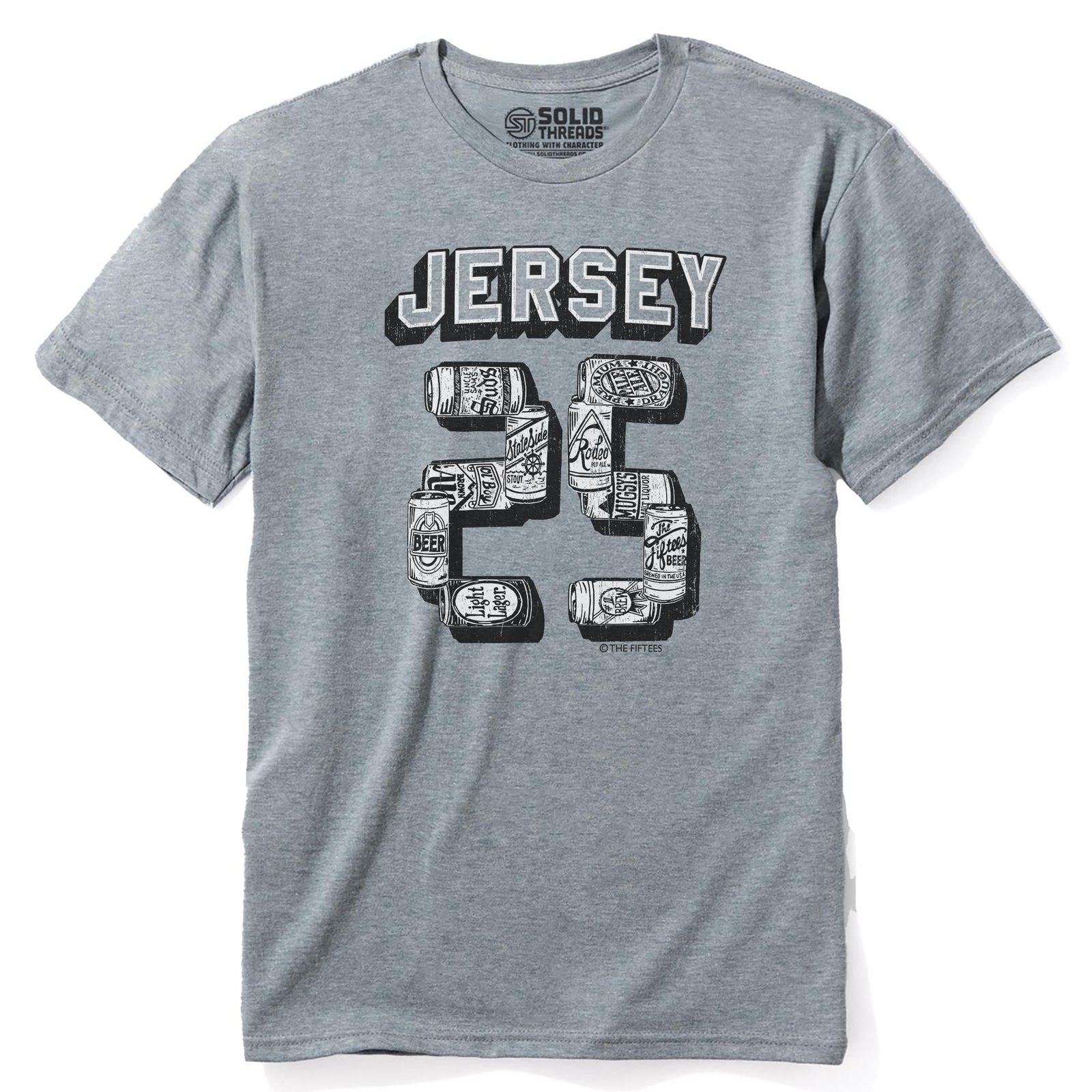Nj Beer Cans Funny Staple T-shirt in Ash Heather - Front View