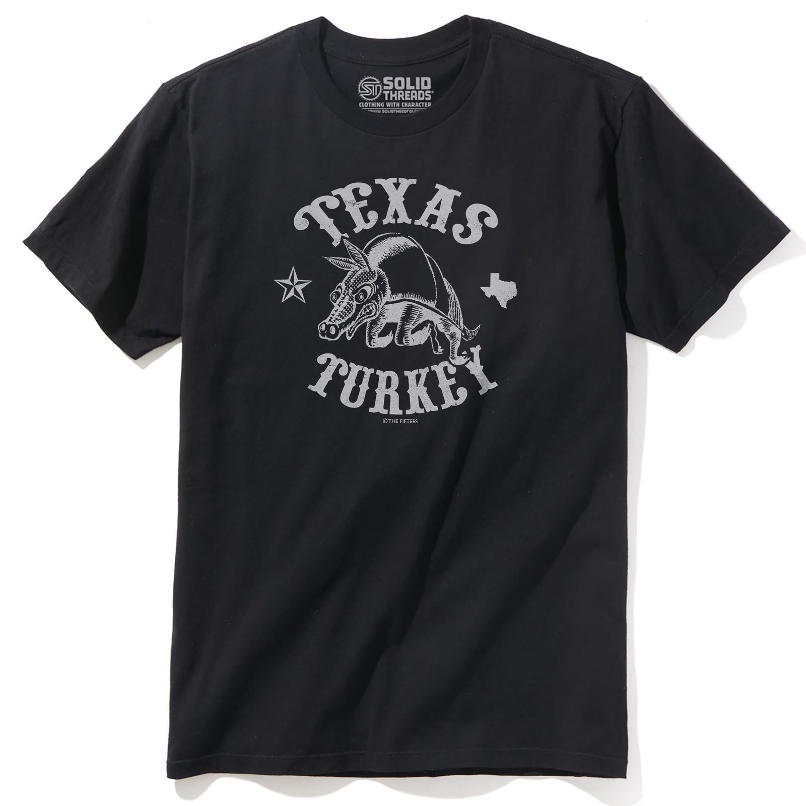 Texas Turkey Funny Staple T-shirt in Black - Front View