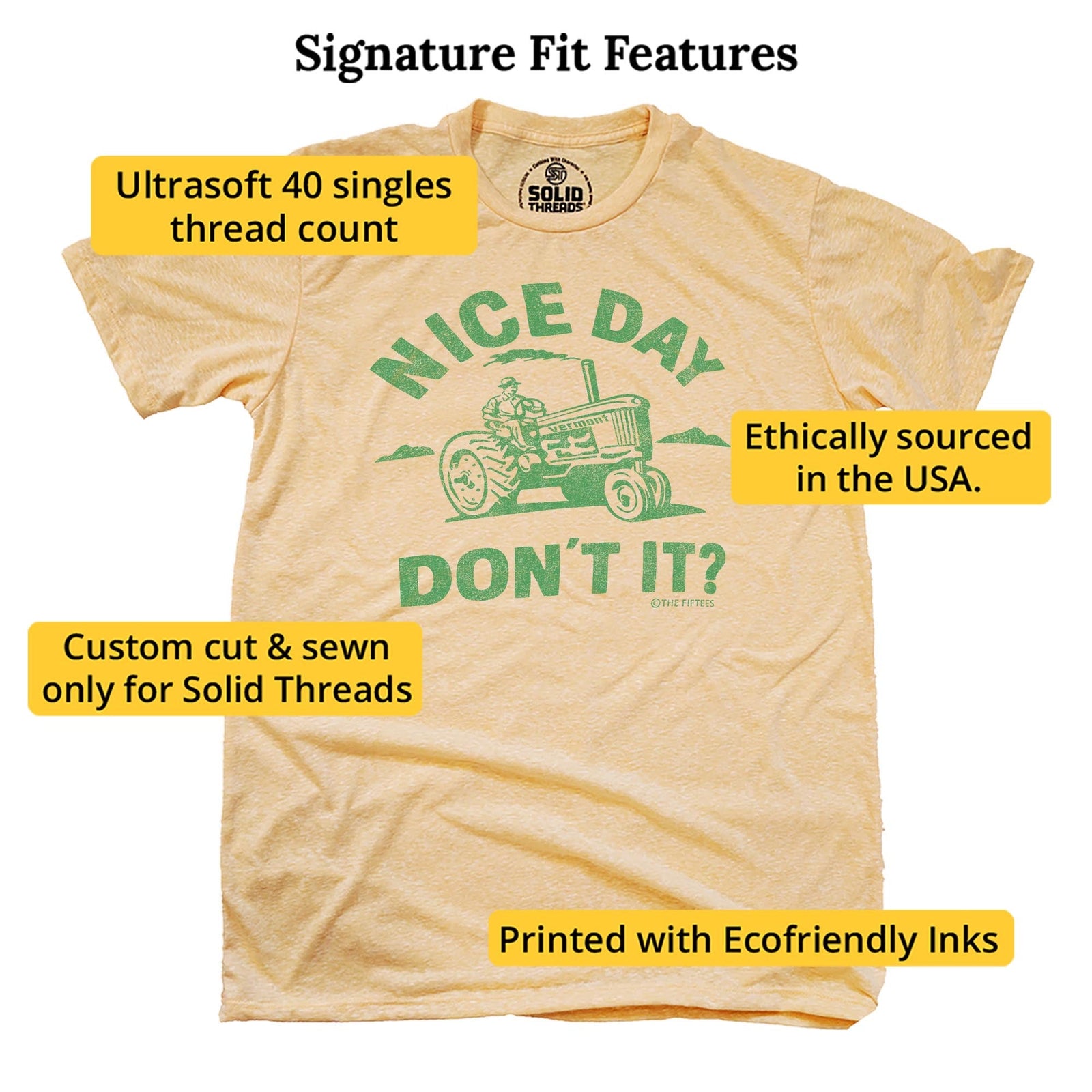 Nice Day Don't It Funny Signature T-shirt in Triblend Gold - Fit Attributes
