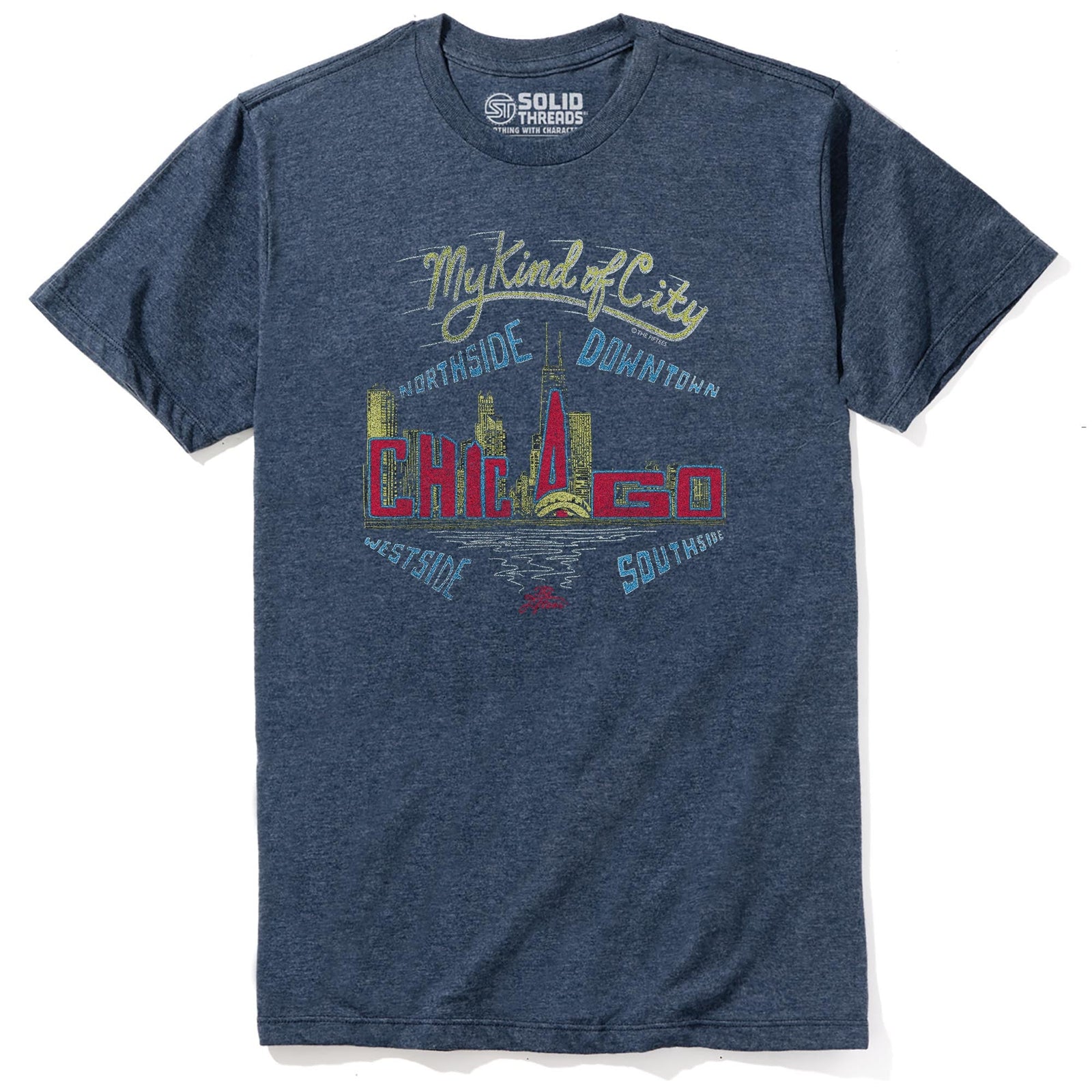 My Kind Of Town Chicago Cool Staple T-shirt in Navy Heather - Front View