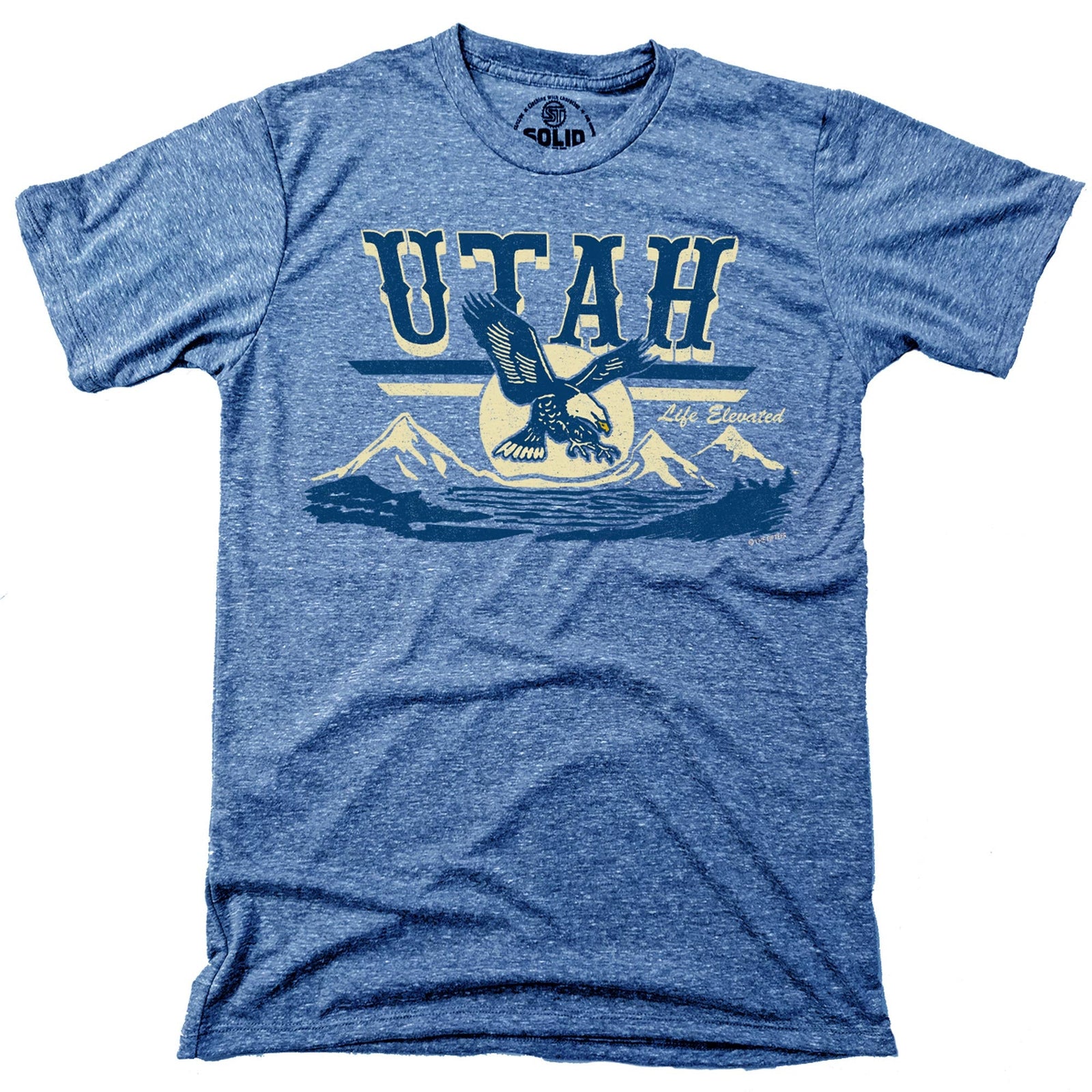 Men's Life Elevated Cool Graphic T-Shirt | Vintage Utah Eagle Tee | Solid Threads