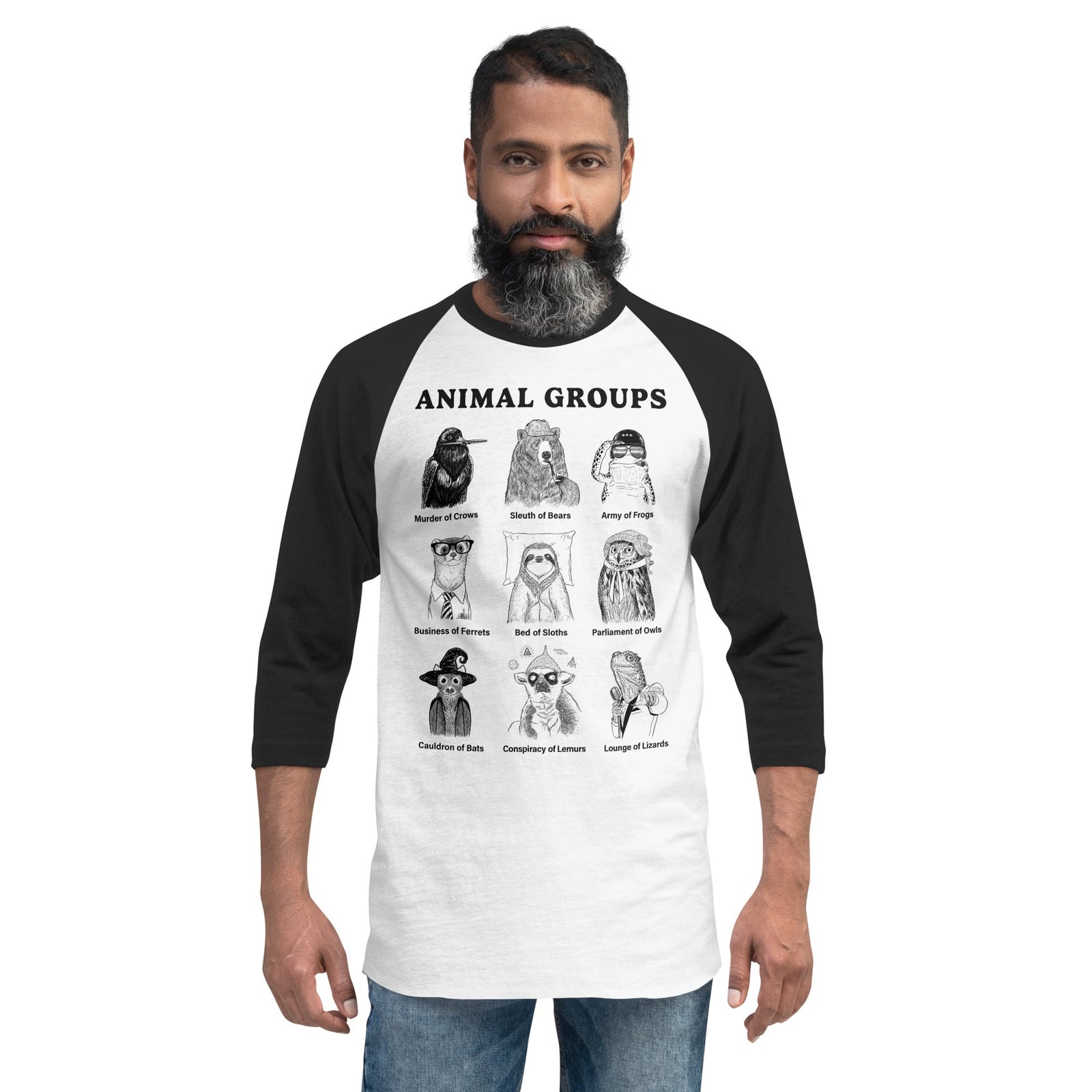 Animal Groups Funny Graphic Long Sleeve T-Shirt | Cool Pun Names Tee | Solid Threads