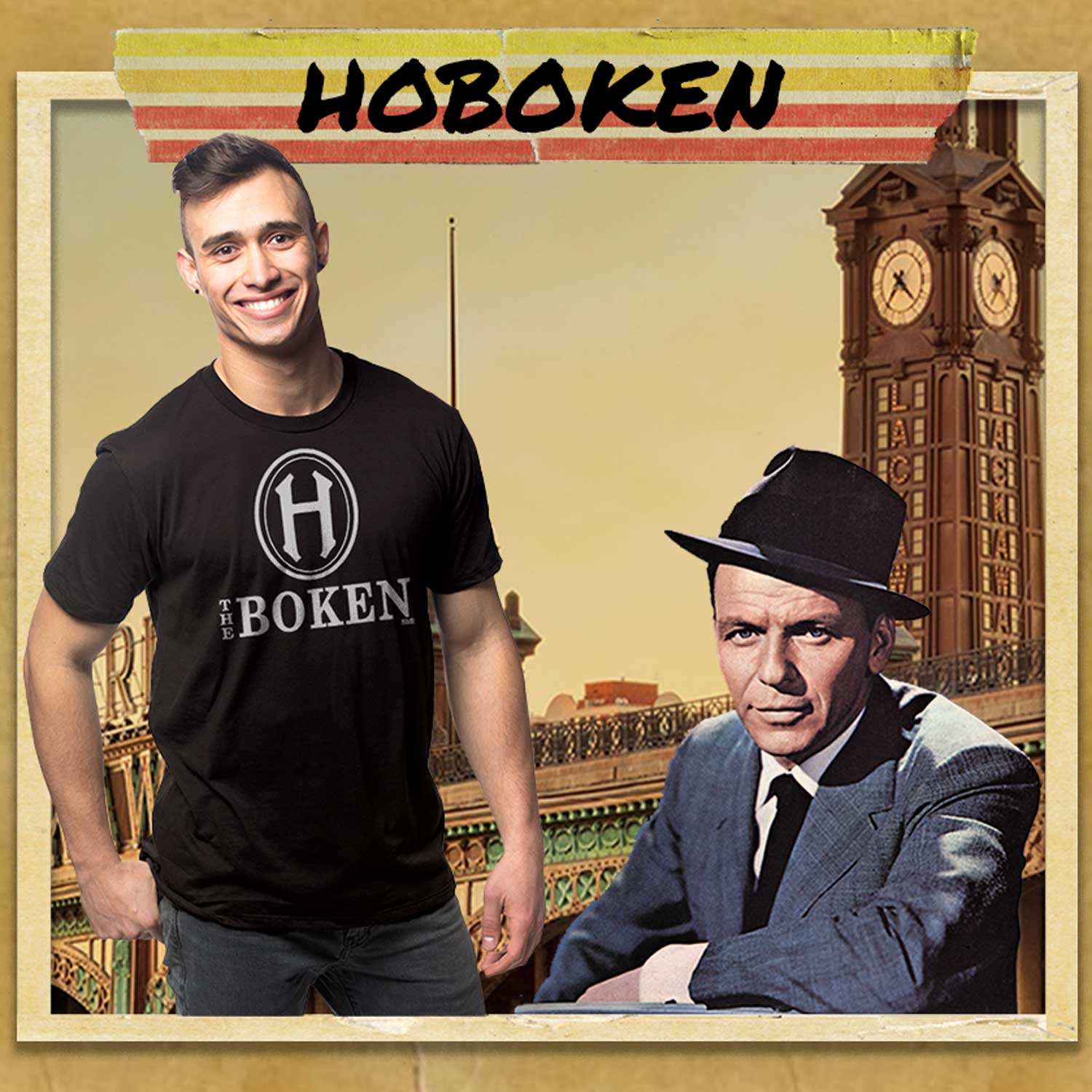 Funny Vintage Hoboken New Jersey Graphic Tees | Cool Square Mile City T-Shirts | Solid Threads