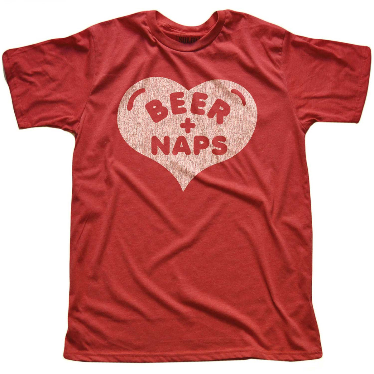 Men&#39;s Beer + Naps Funny Holiday Party Graphic T-Shirt | Retro Drinking Tee | Solid Threads