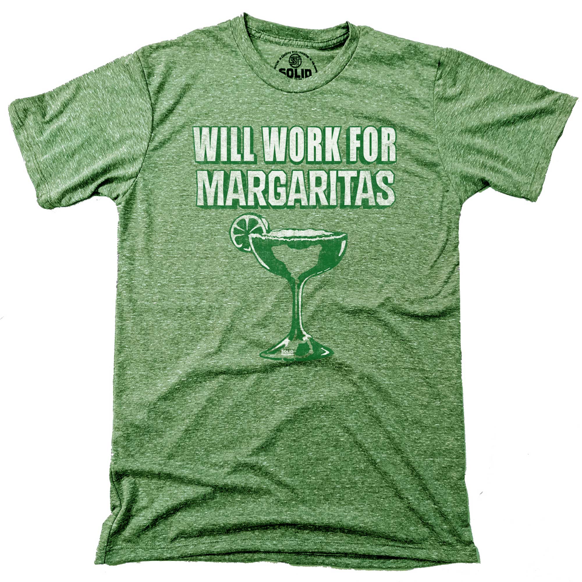 Men's Will Work For Margaritas Vintage Graphic T-Shirt | Funny Tequila Tee | Solid Threads
