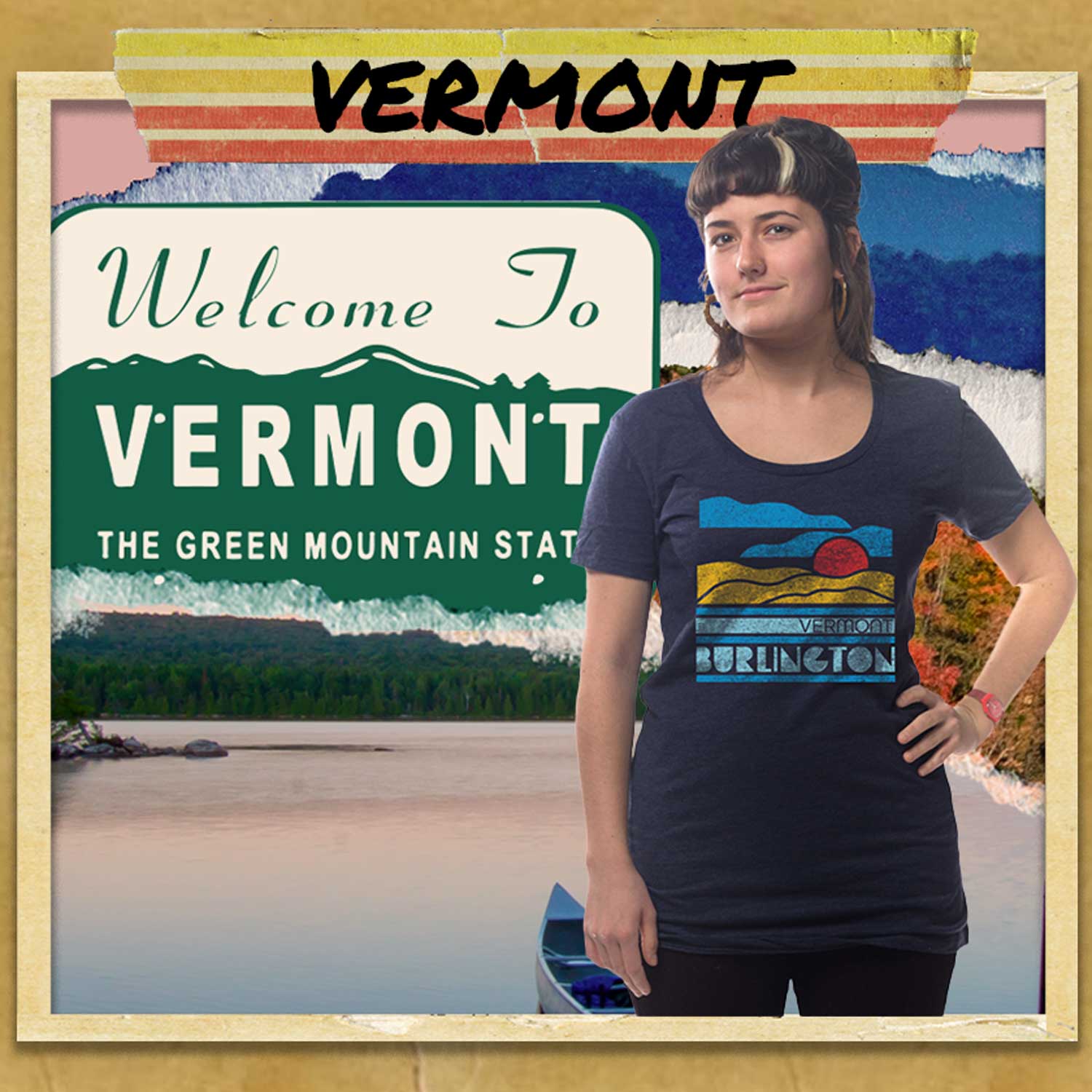 Vintage Vermont Graphic Tees | Cool Retro Green Mountain State T-Shirts | Solid Threads